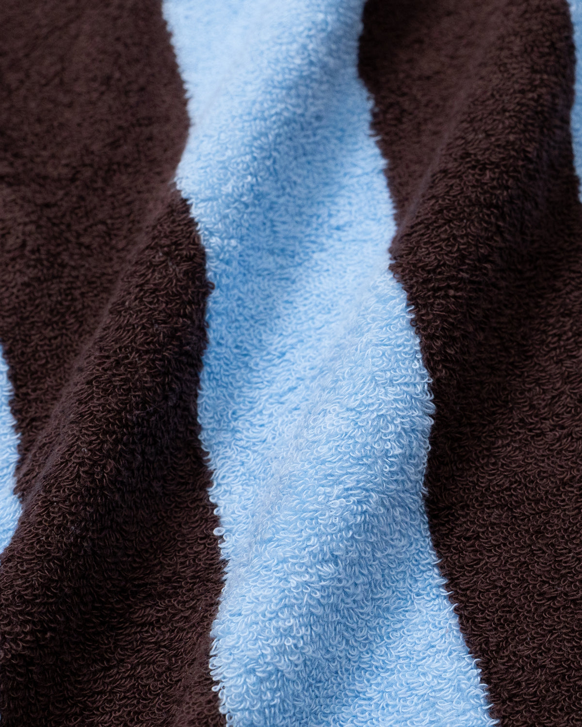 Imabari Towel Bathrobe Deep Sax Blue and Coffee Brown Stripes