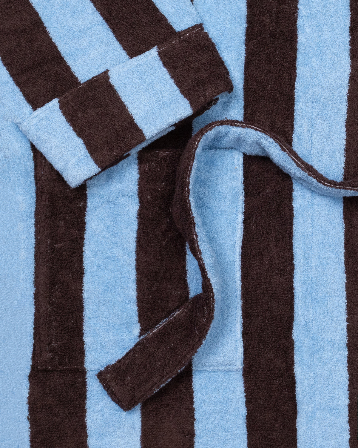 Imabari Towel Bathrobe Deep Sax Blue and Coffee Brown Stripes