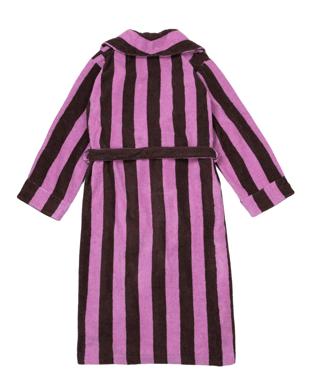 Imabari Towel Bathrobe Orchid Pink and Coffee Brown Stripes