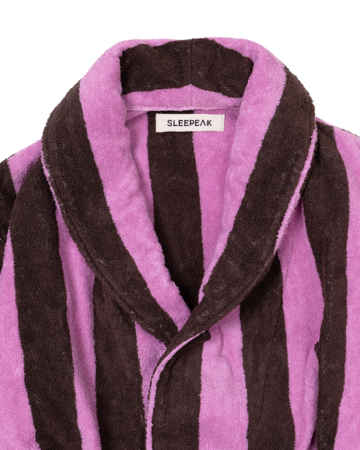 Imabari Towel Bathrobe Orchid Pink and Coffee Brown Stripes