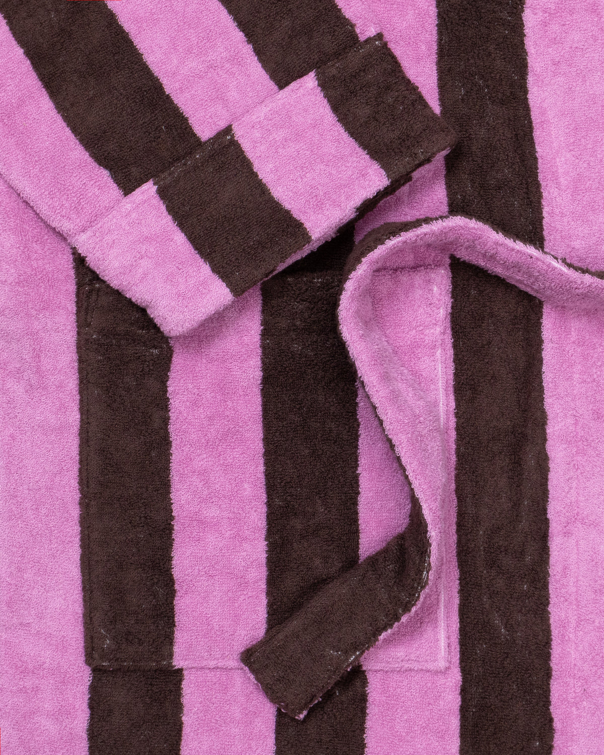 Imabari Towel Bathrobe Orchid Pink and Coffee Brown Stripes