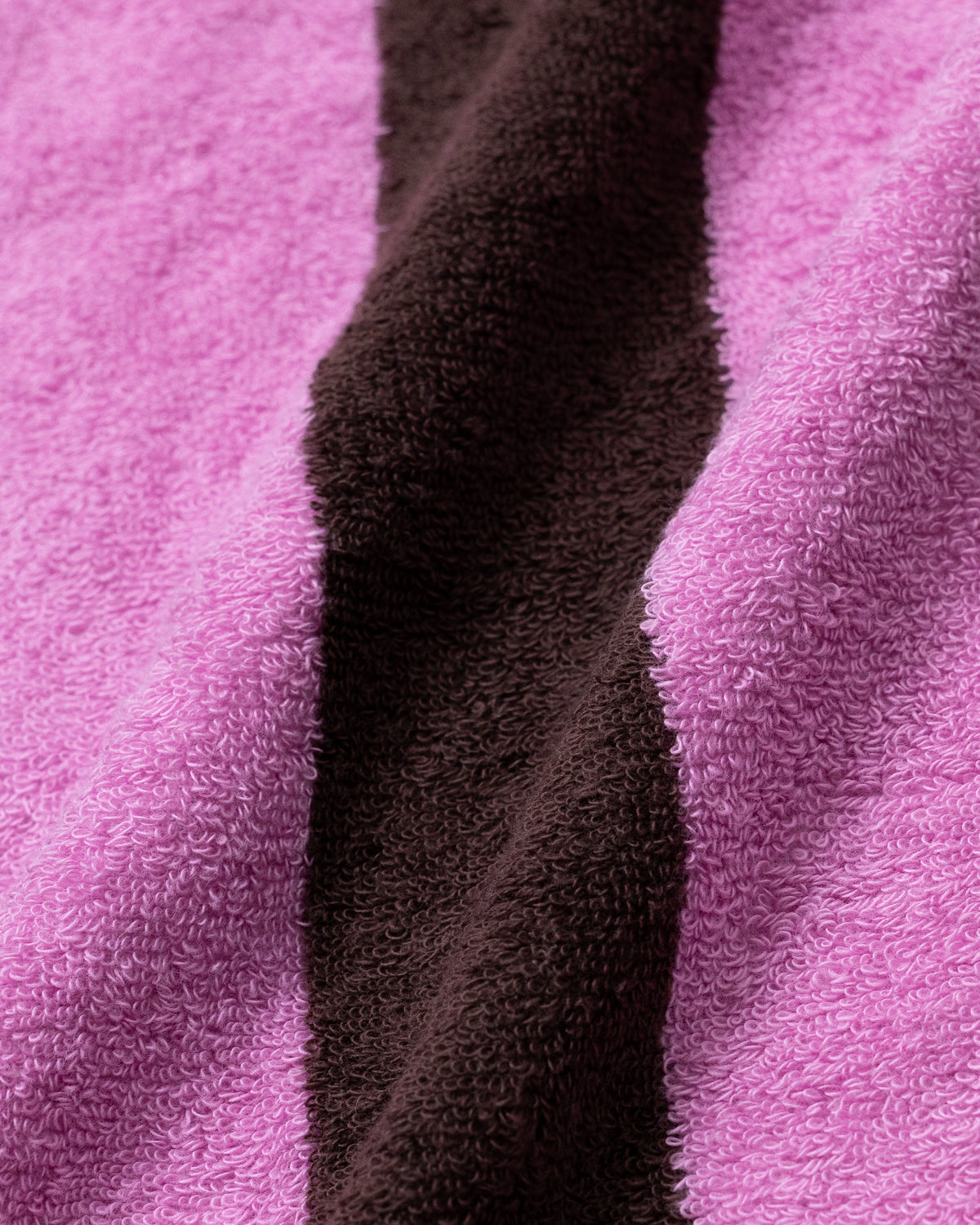 Imabari Towel Bathrobe Orchid Pink and Coffee Brown Stripes