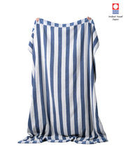 Imabari Towel Stripe Blanket Midnight Blue and Pearl White Stripes