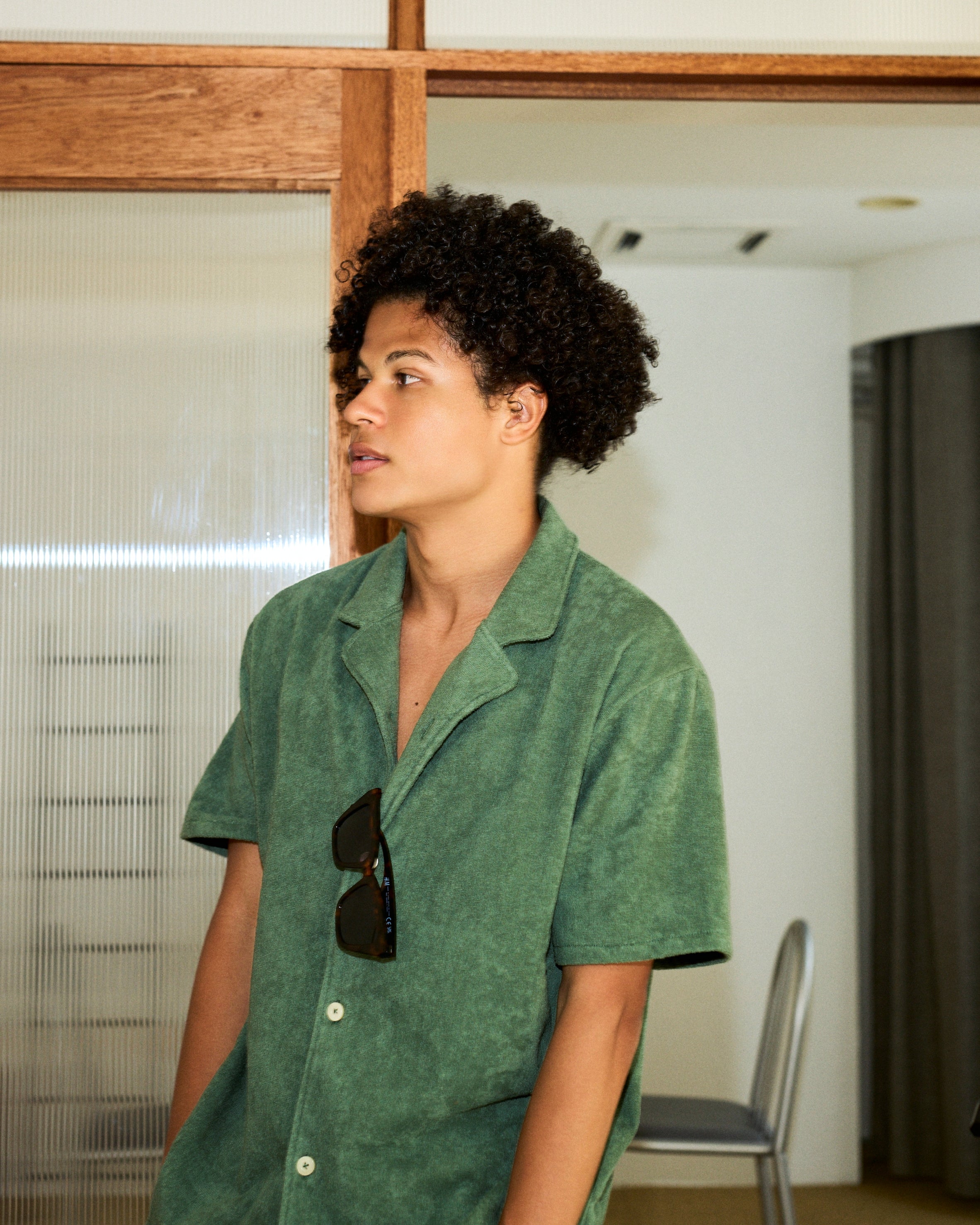 Imabari Towel Short-Sleeve Shirt Ivy Green
