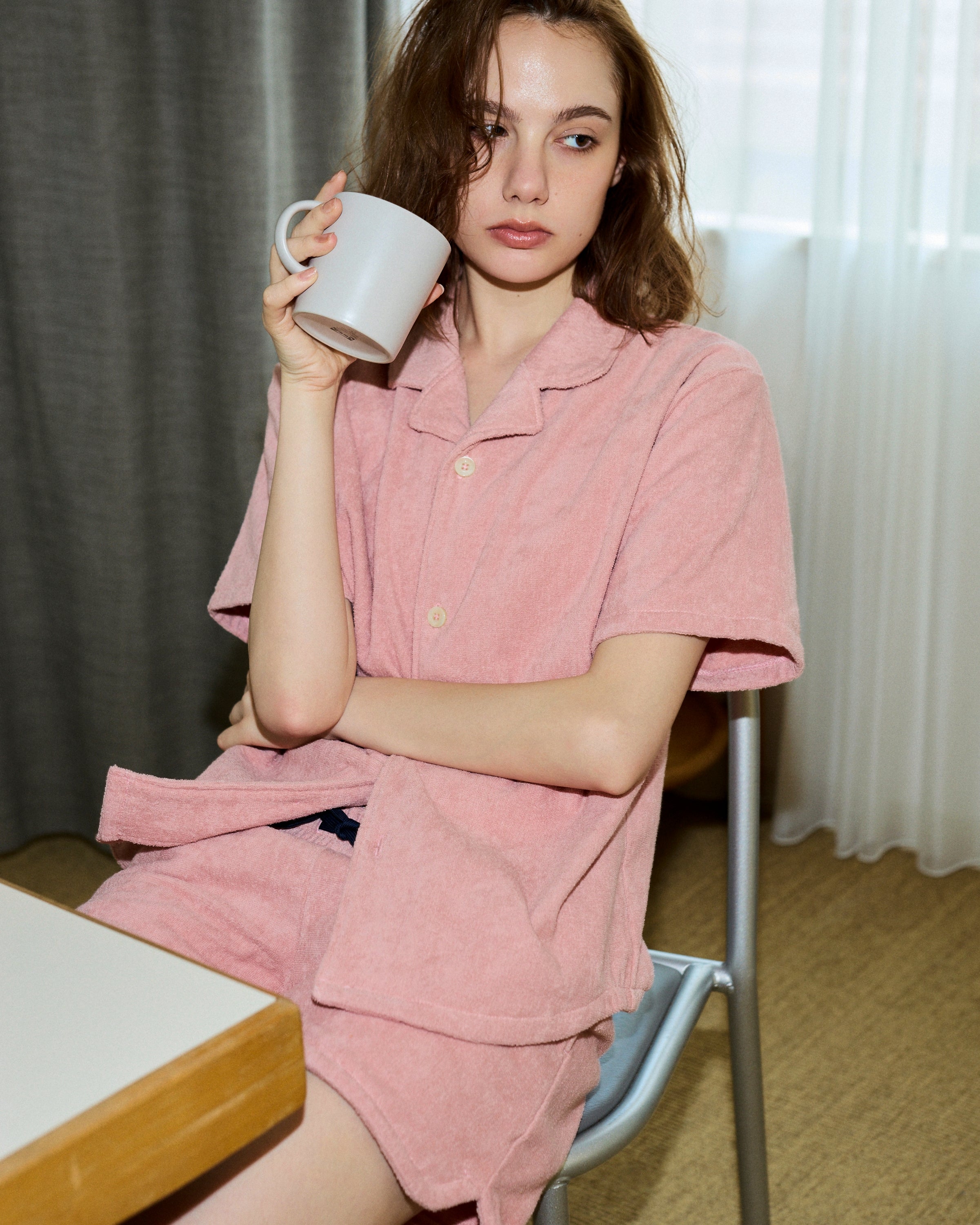 Imabari Towel Short-Sleeve Shirt Flamingo Pink