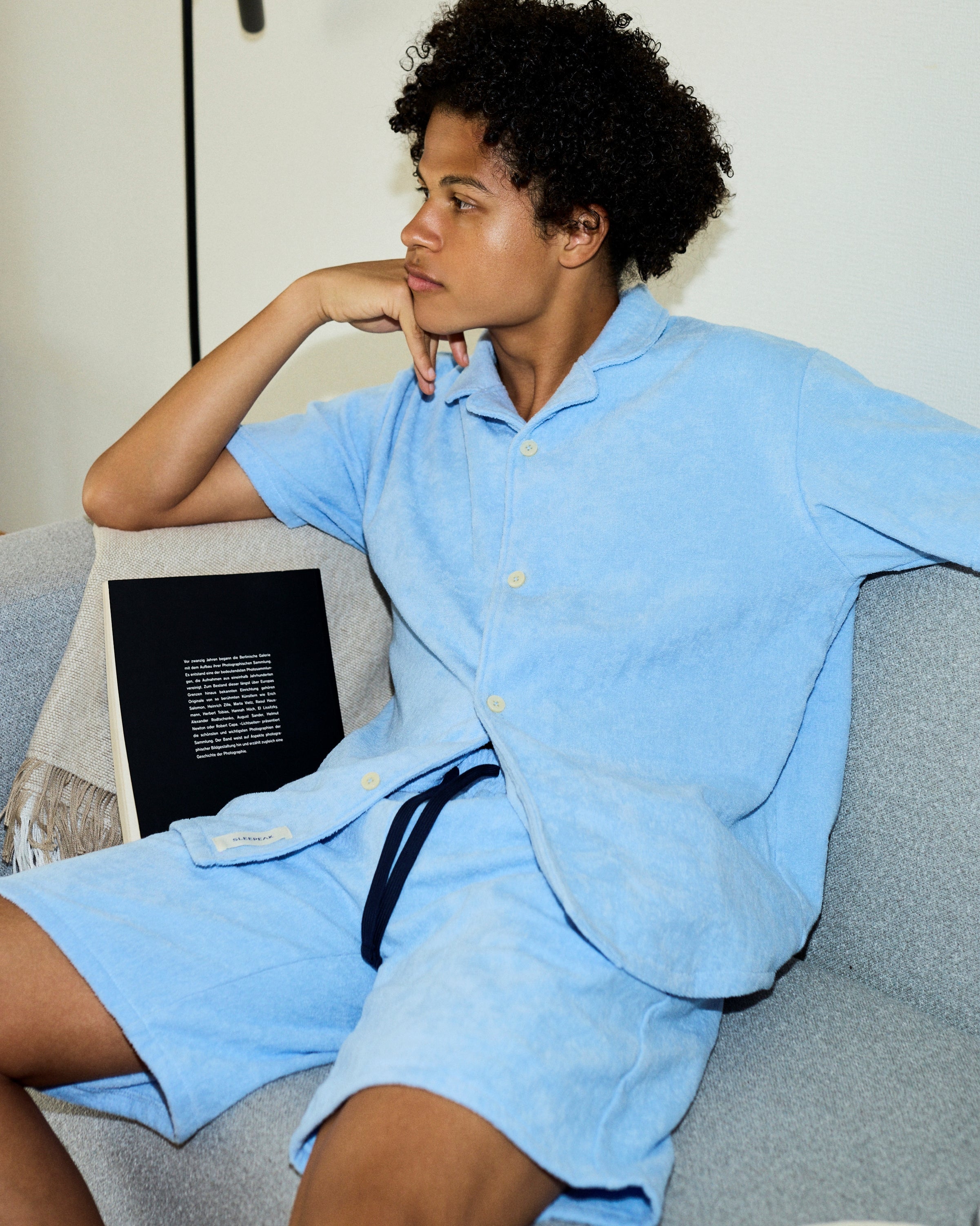 Imabari Towel Short-Sleeve Shirt Celeste Blue