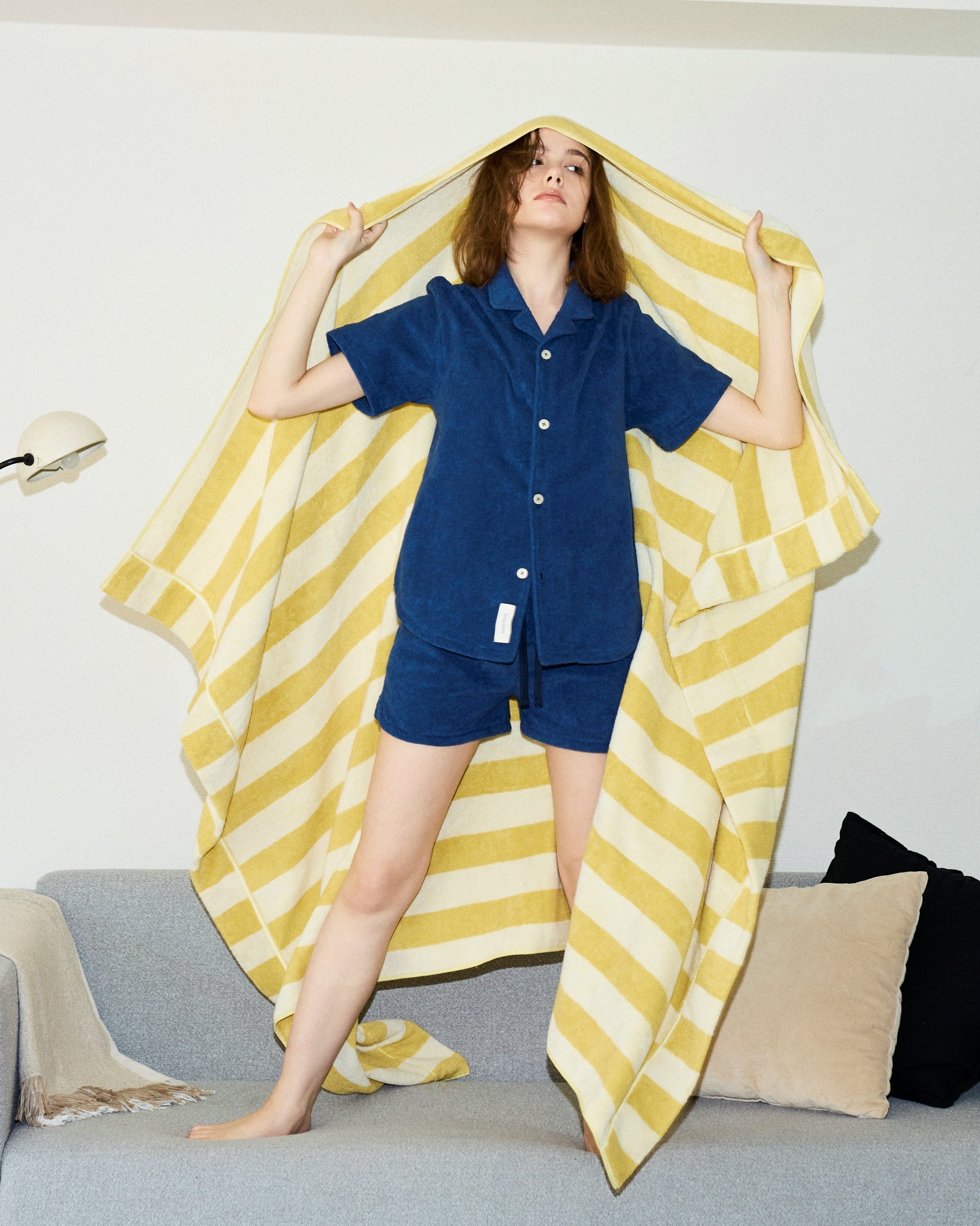 Imabari Towel Short-Sleeve Shirt Prussian Blue
