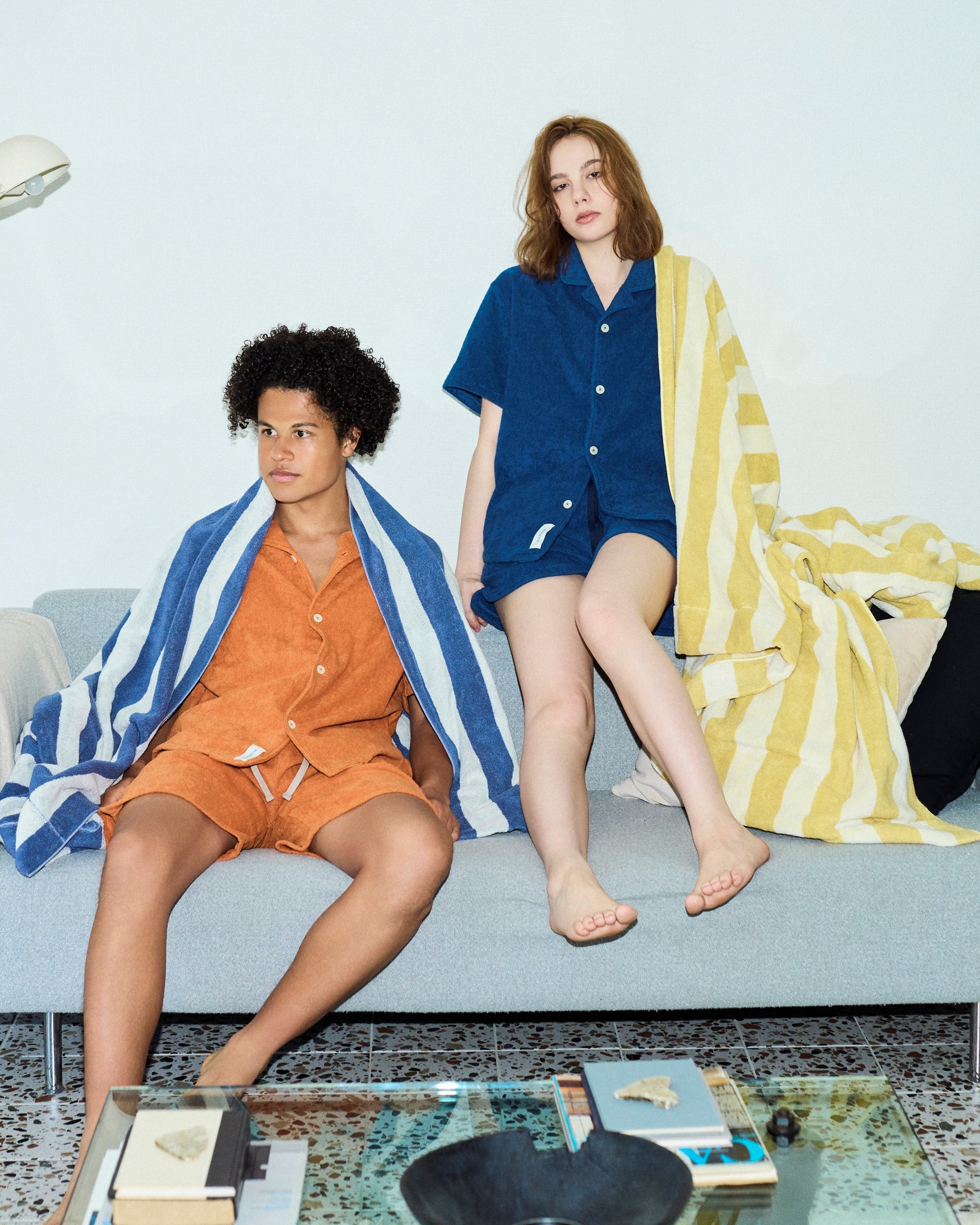 Imabari Towel Short-Sleeve Shirt Prussian Blue