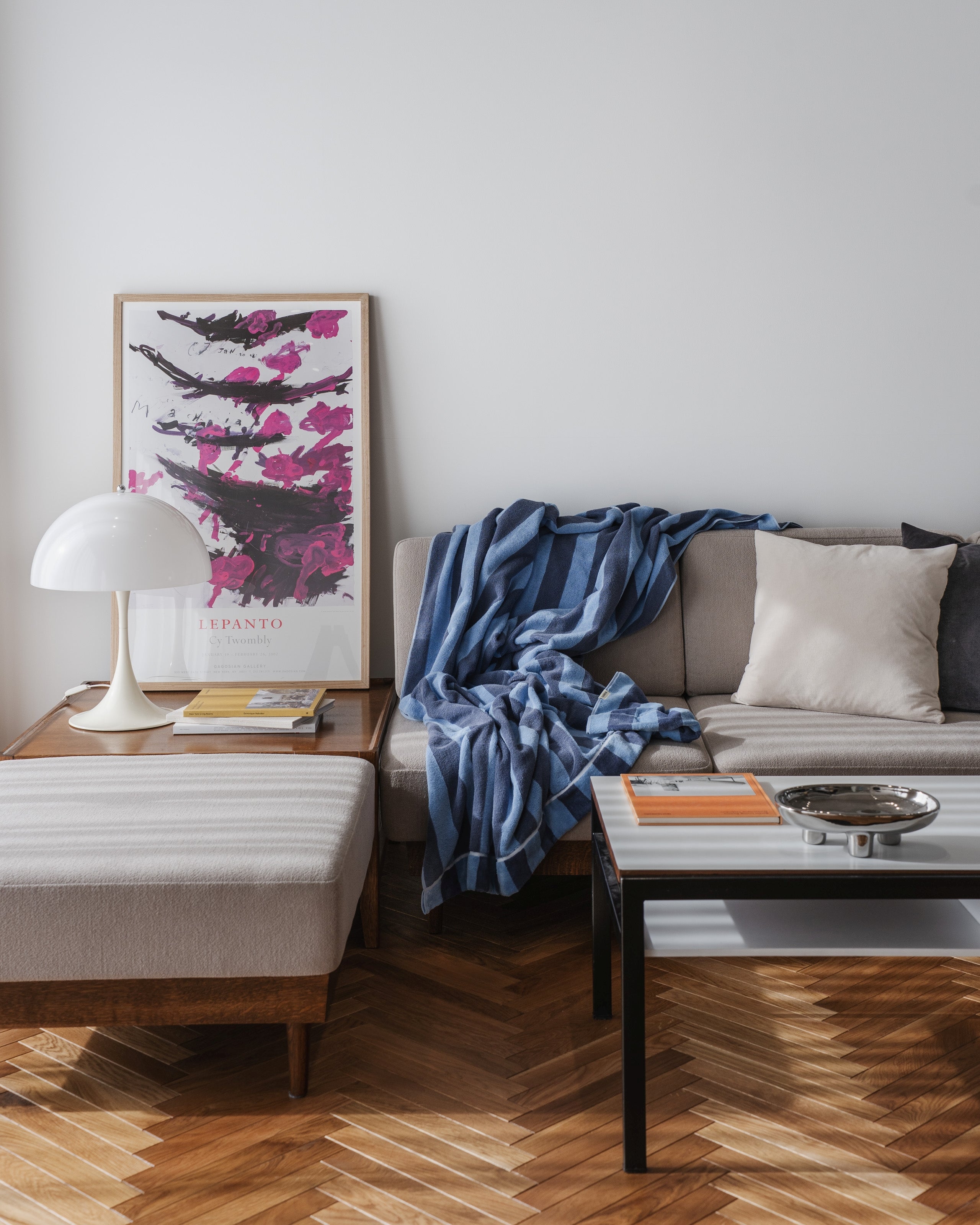 Imabari Towel Stripe Blanket Aqua Blue and Midnight Blue Stripes