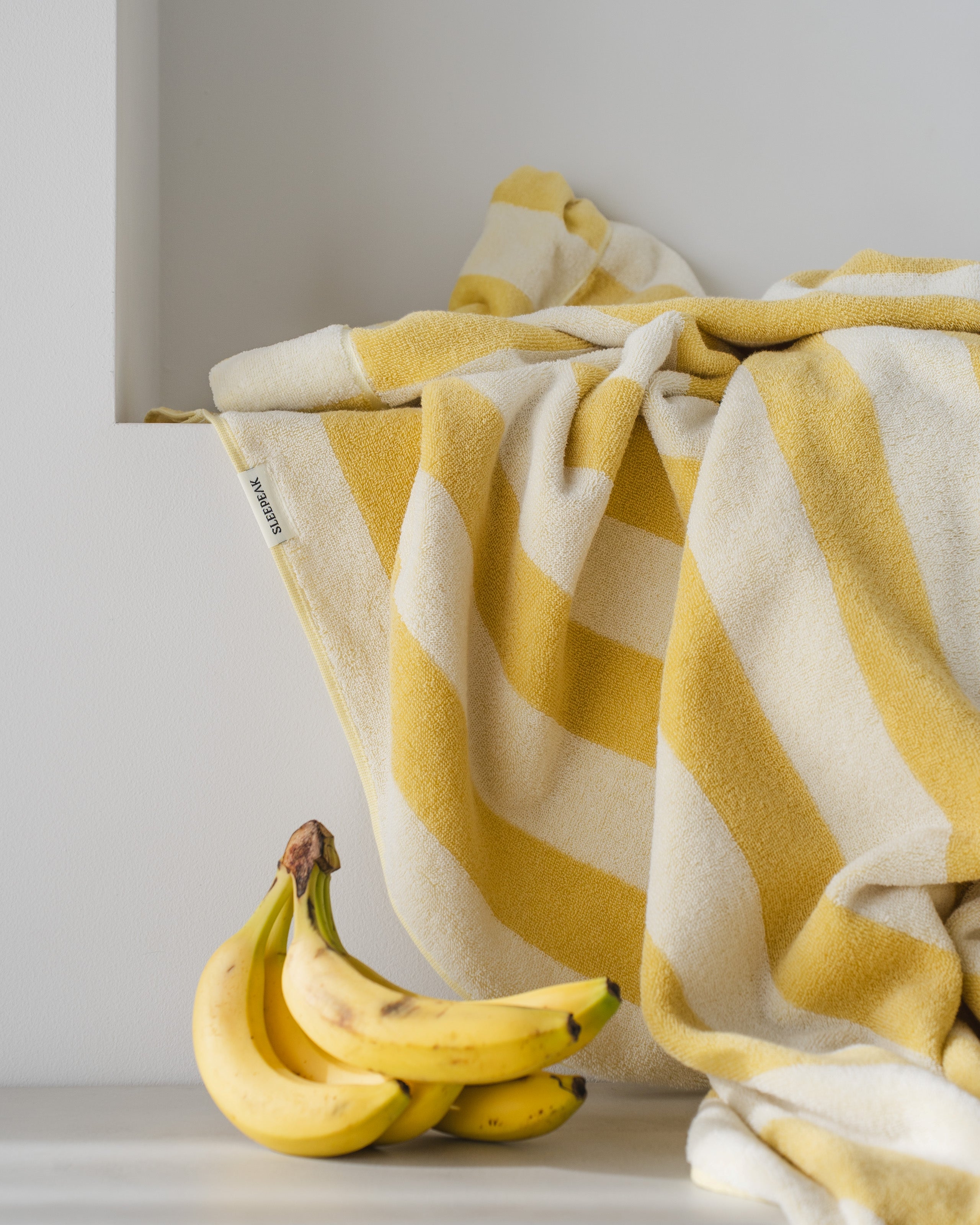 Imabari Towel Stripe Blanket Honey Yellow and Pearl White Stripes