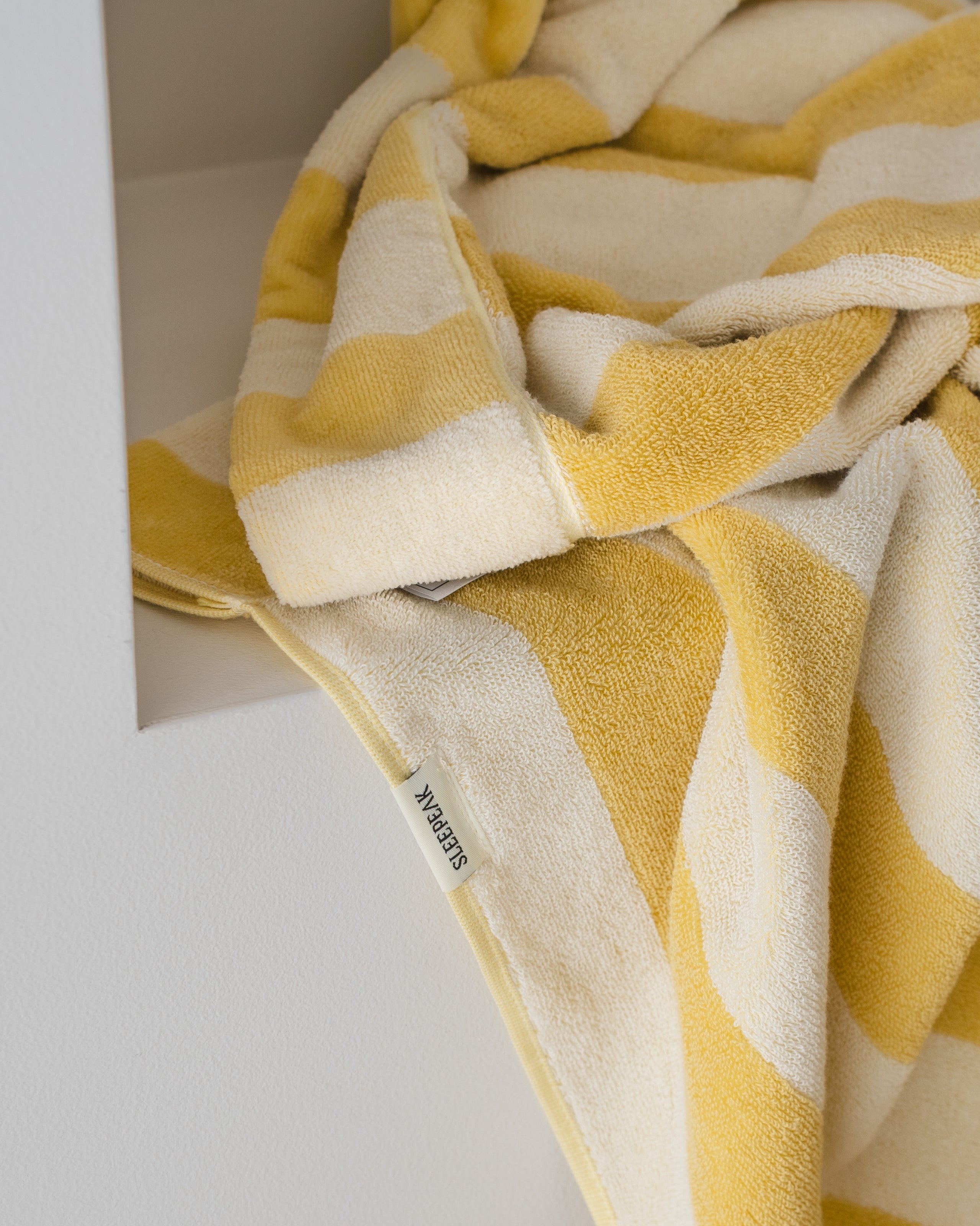 Imabari Towel Stripe Blanket Honey Yellow and Pearl White Stripes