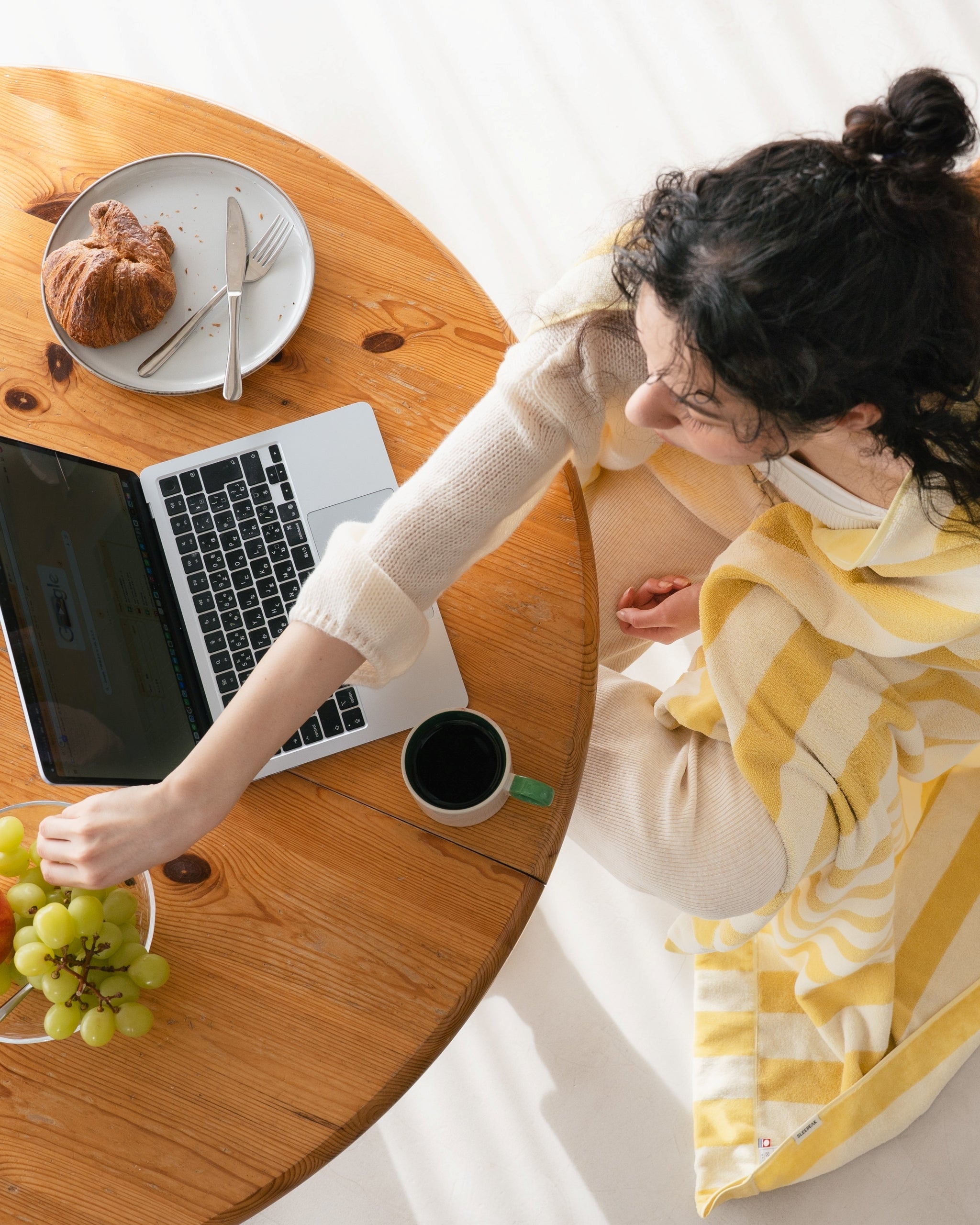 Imabari Towel Stripe Blanket Honey Yellow and Pearl White Stripes