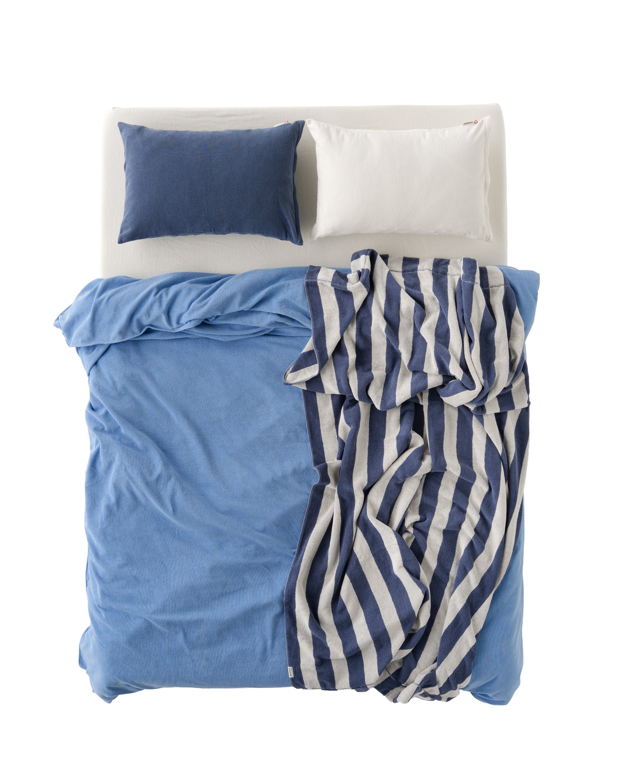 Imabari Towel Stripe Blanket Midnight Blue and Pearl White Stripes