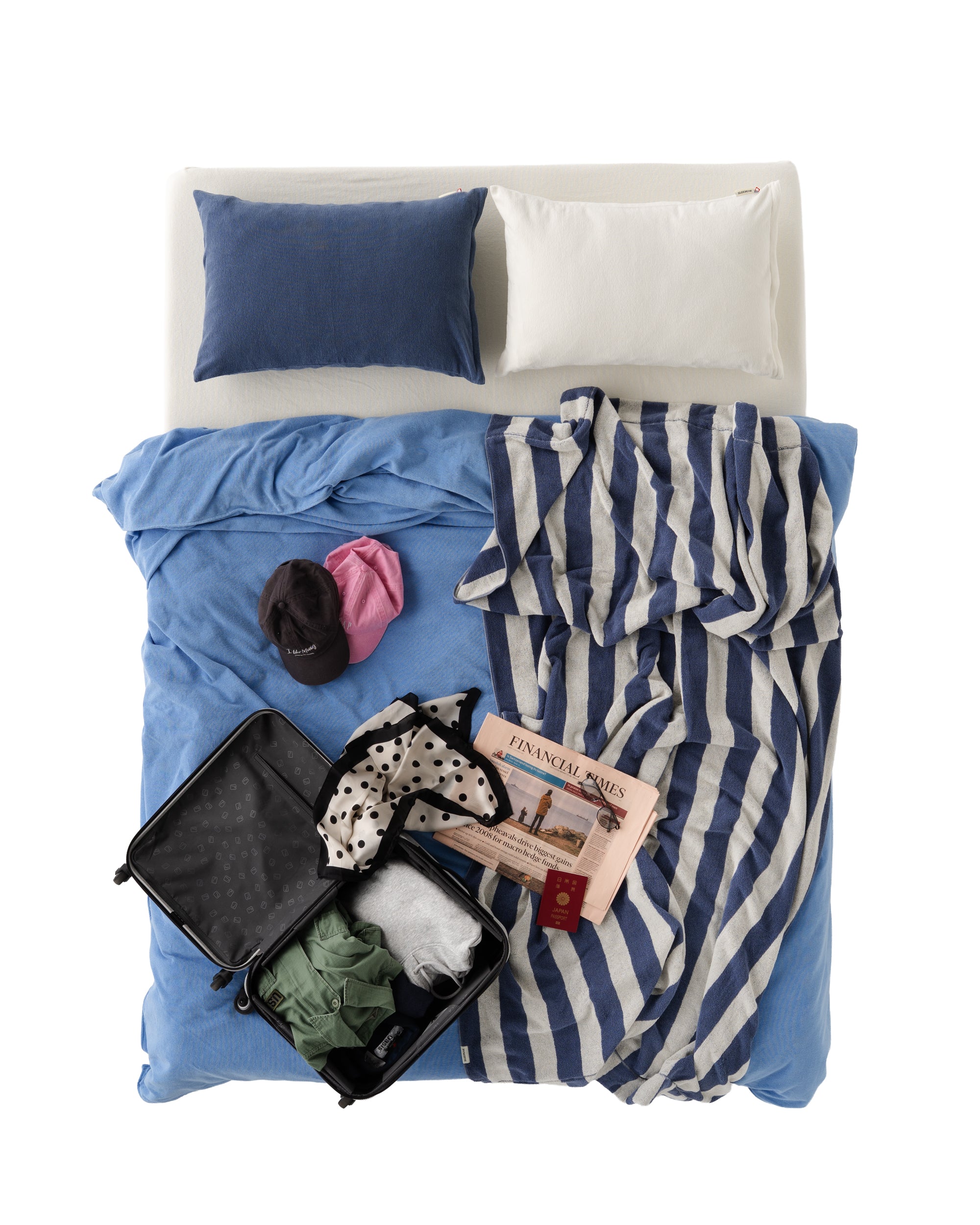 Imabari Towel Stripe Blanket Midnight Blue and Pearl White Stripes