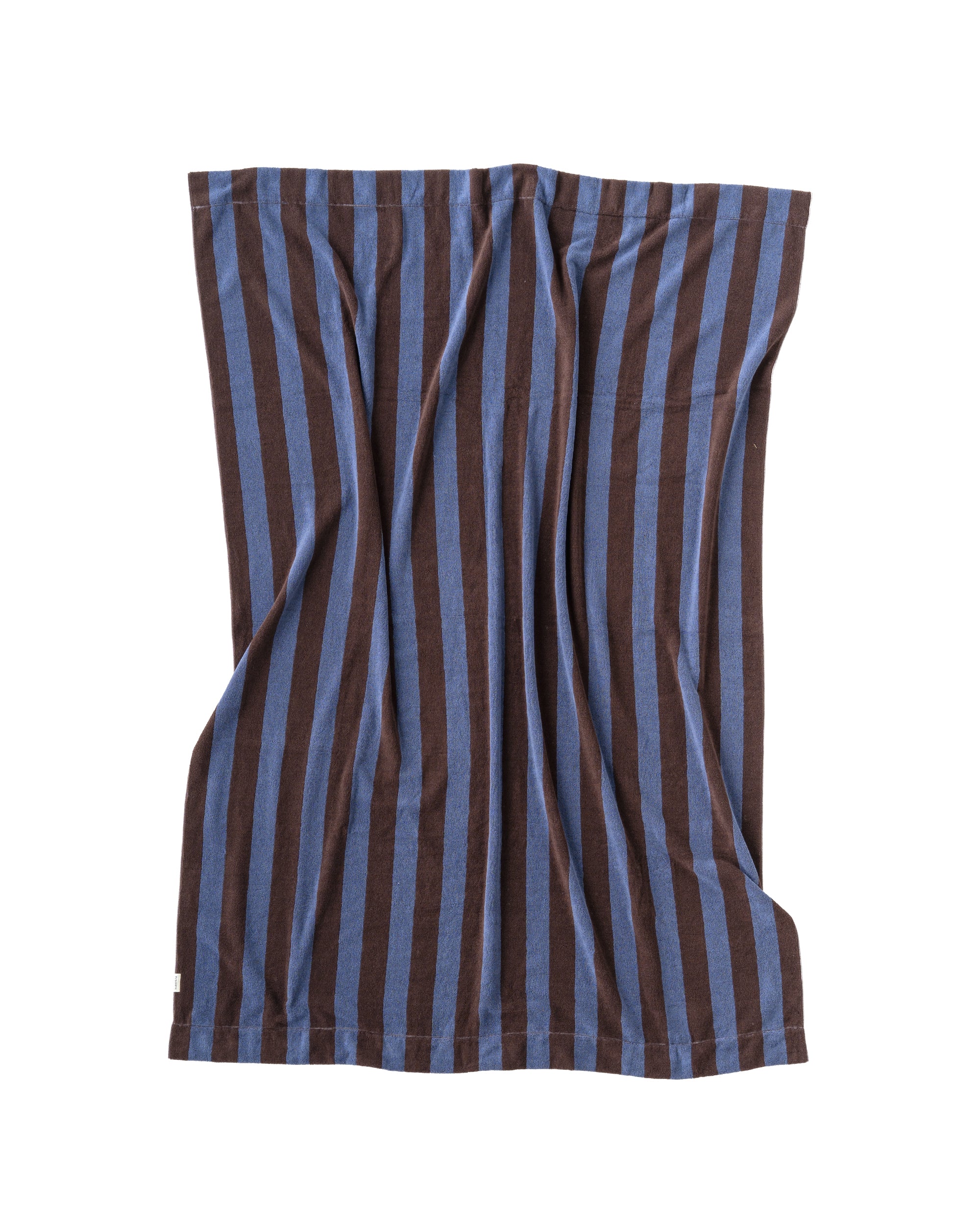 Imabari Towel Stripe Blanket Coffee Brown and Midnight Blue Stripes