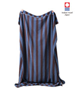 Imabari Towel Stripe Blanket Coffee Brown and Midnight Blue Stripes