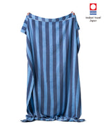 Imabari Towel Stripe Blanket Aqua Blue and Midnight Blue Stripes