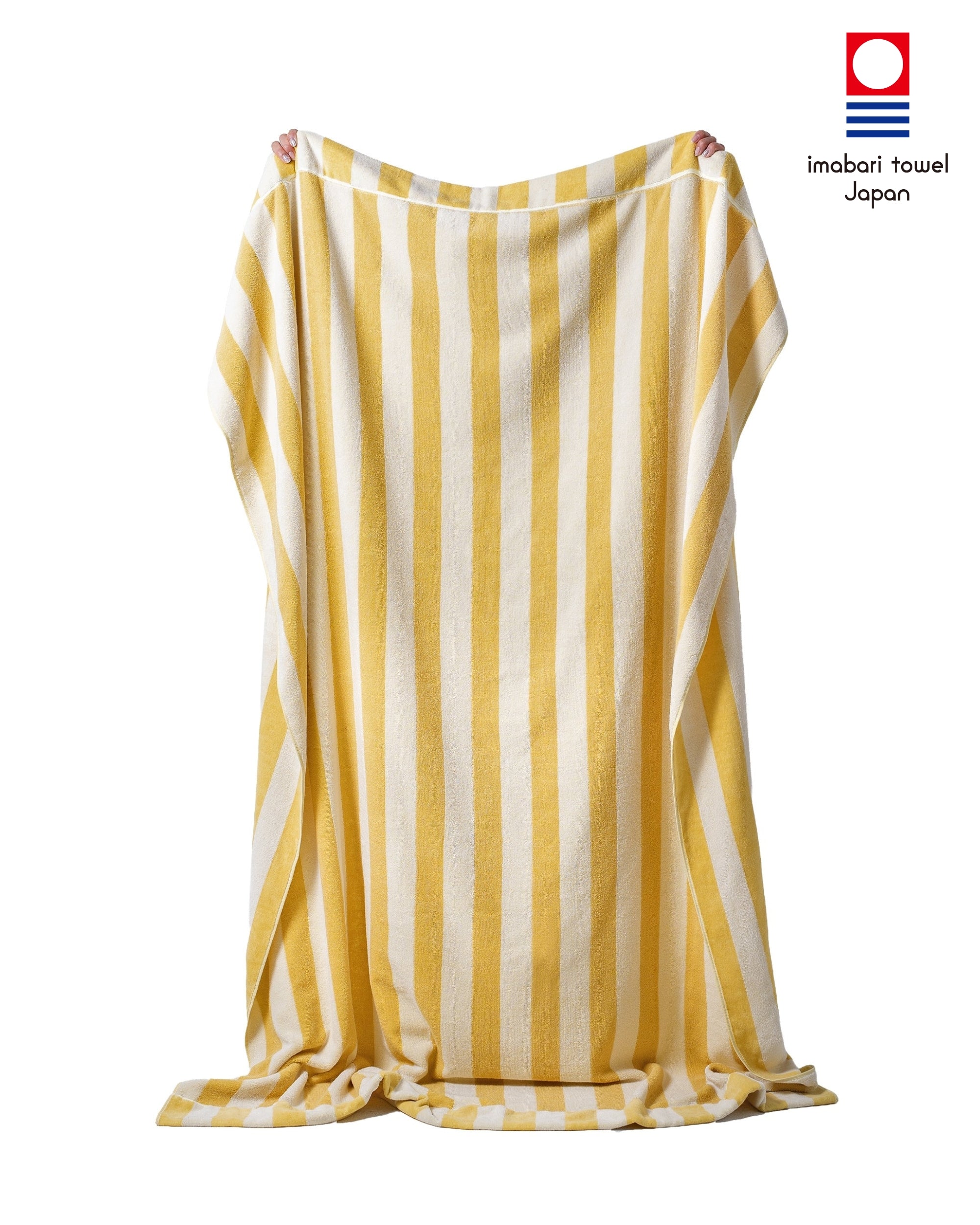 Imabari Towel Stripe Blanket Honey Yellow and Pearl White Stripes