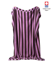 Imabari Towel Stripe Blanket Orchid Pink and Coffee Brown Stripes