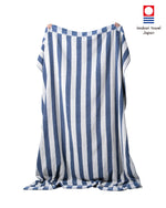 Imabari Towel Stripe Blanket Midnight Blue and Pearl White Stripes