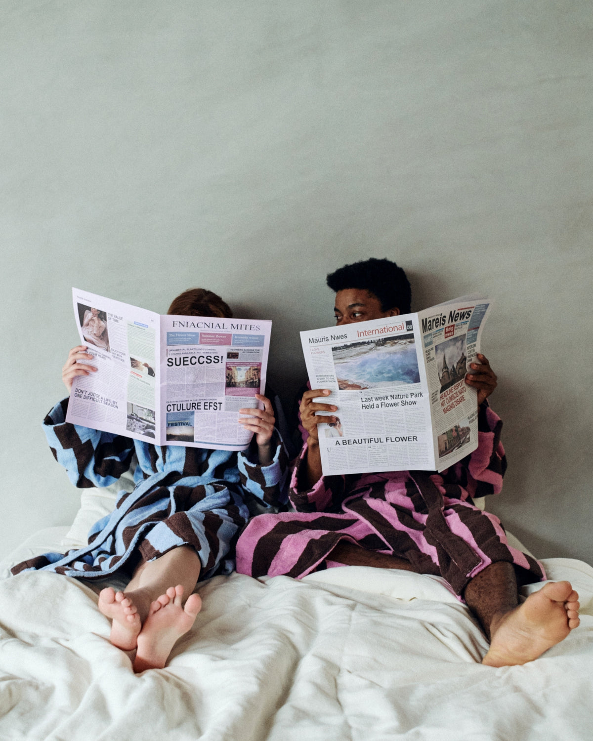 Imabari Towel Bathrobe Orchid Pink and Coffee Brown Stripes