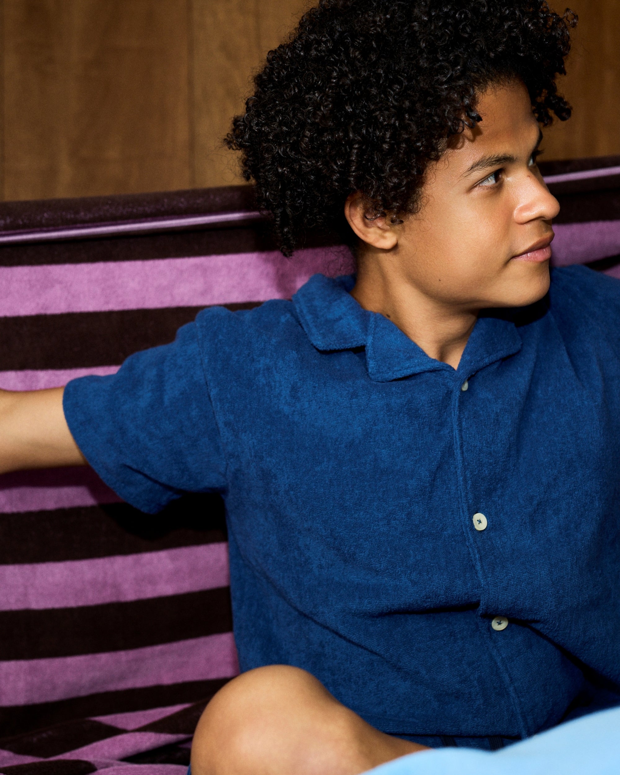 Imabari Towel Short-Sleeve Shirt Prussian Blue