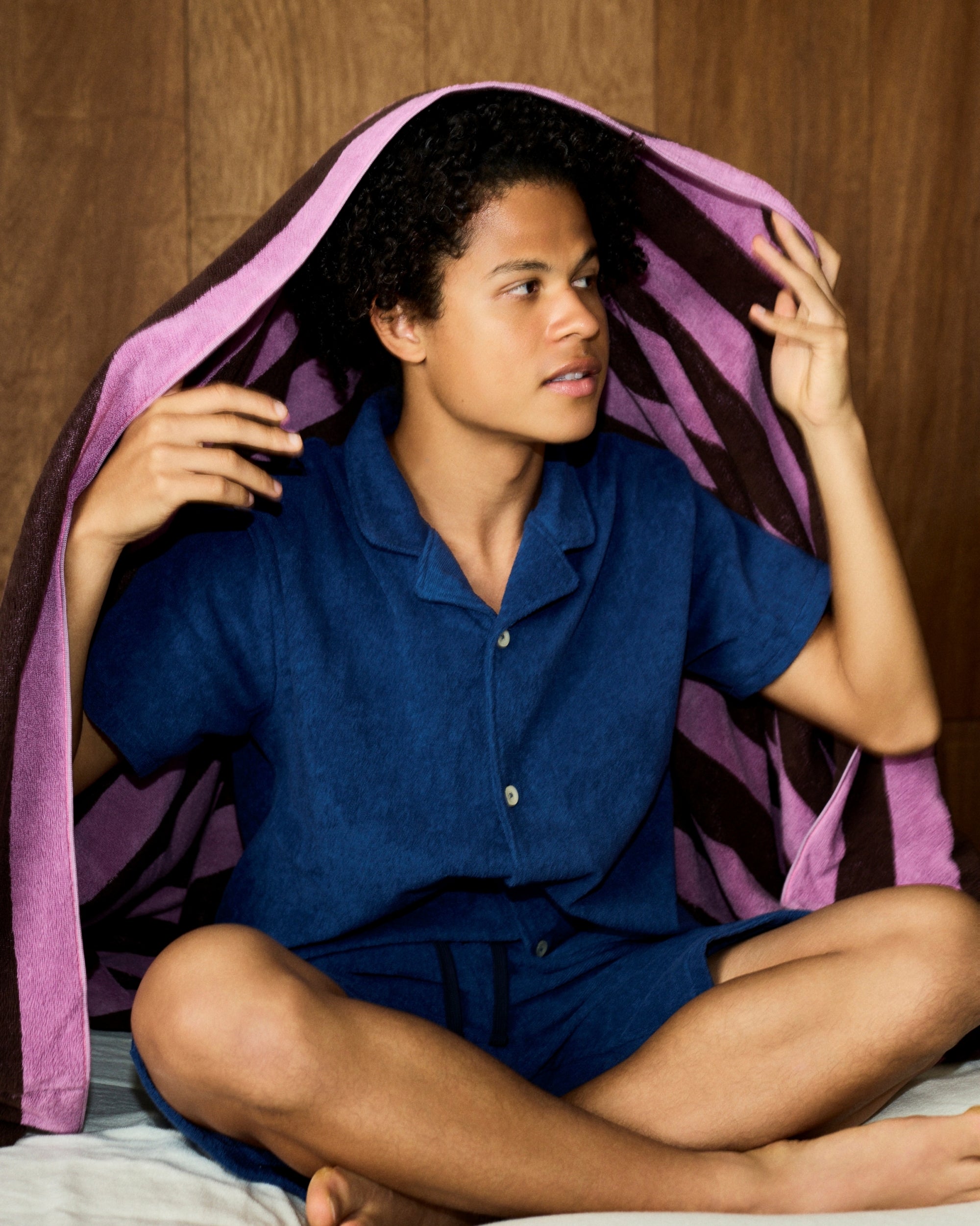 Imabari Towel Short-Sleeve Shirt Prussian Blue