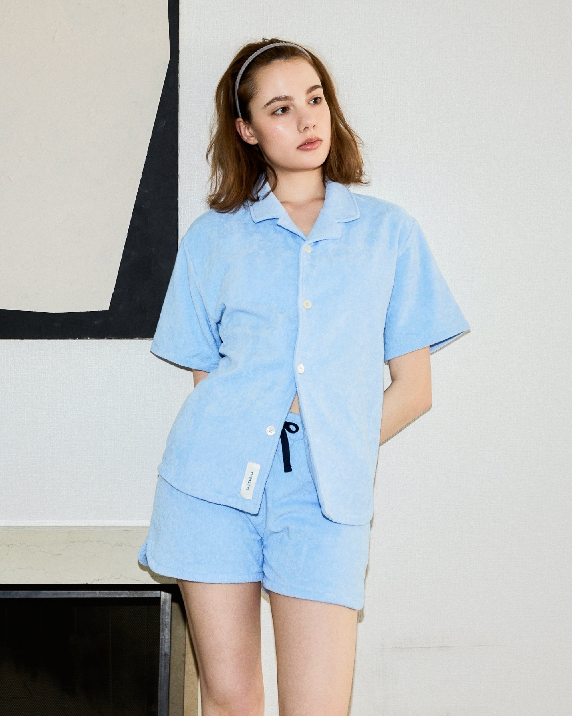 Imabari Towel Short-Sleeve Shirt Celeste Blue