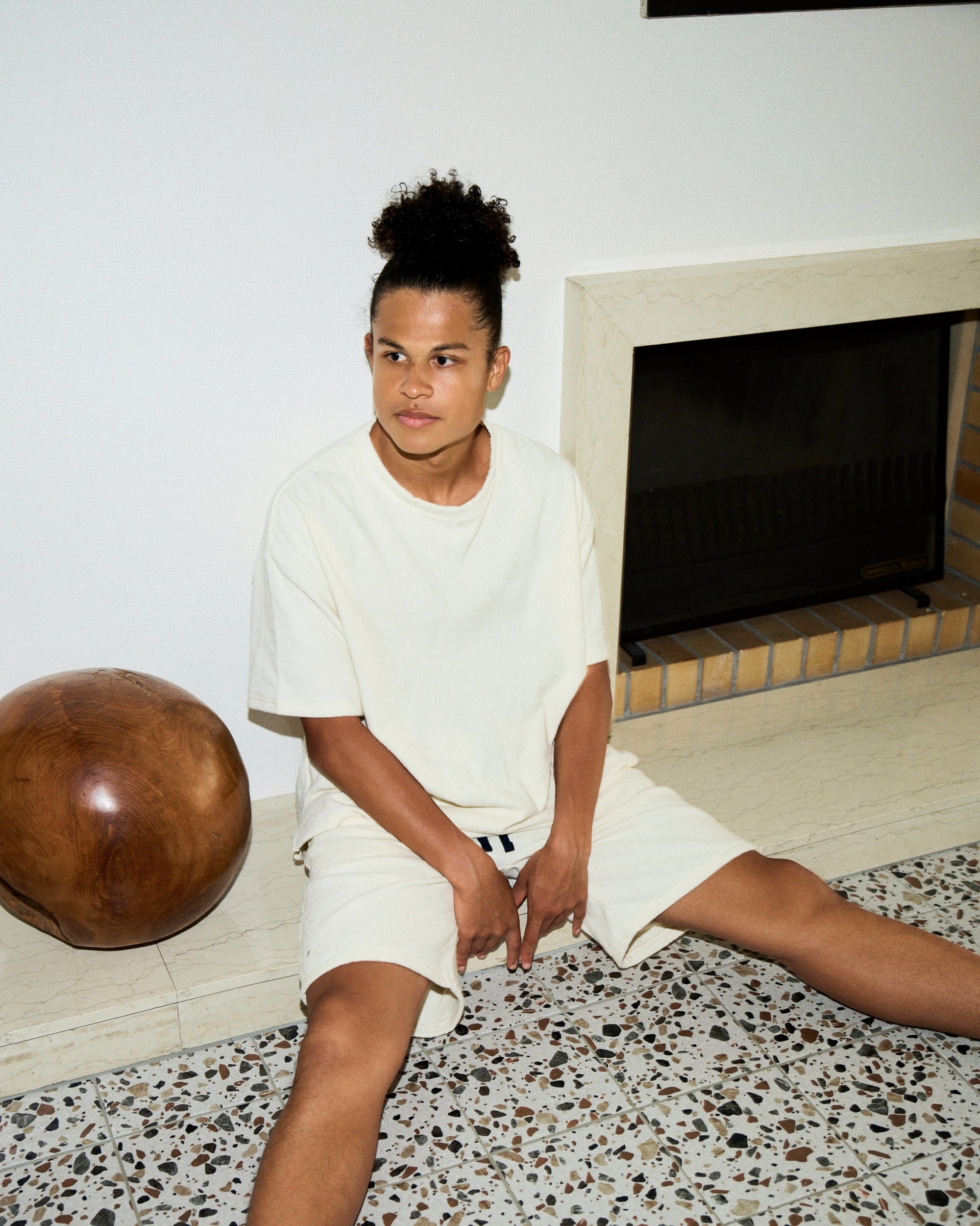 Imabari Towel Short-Sleeve Pullover Pearl White