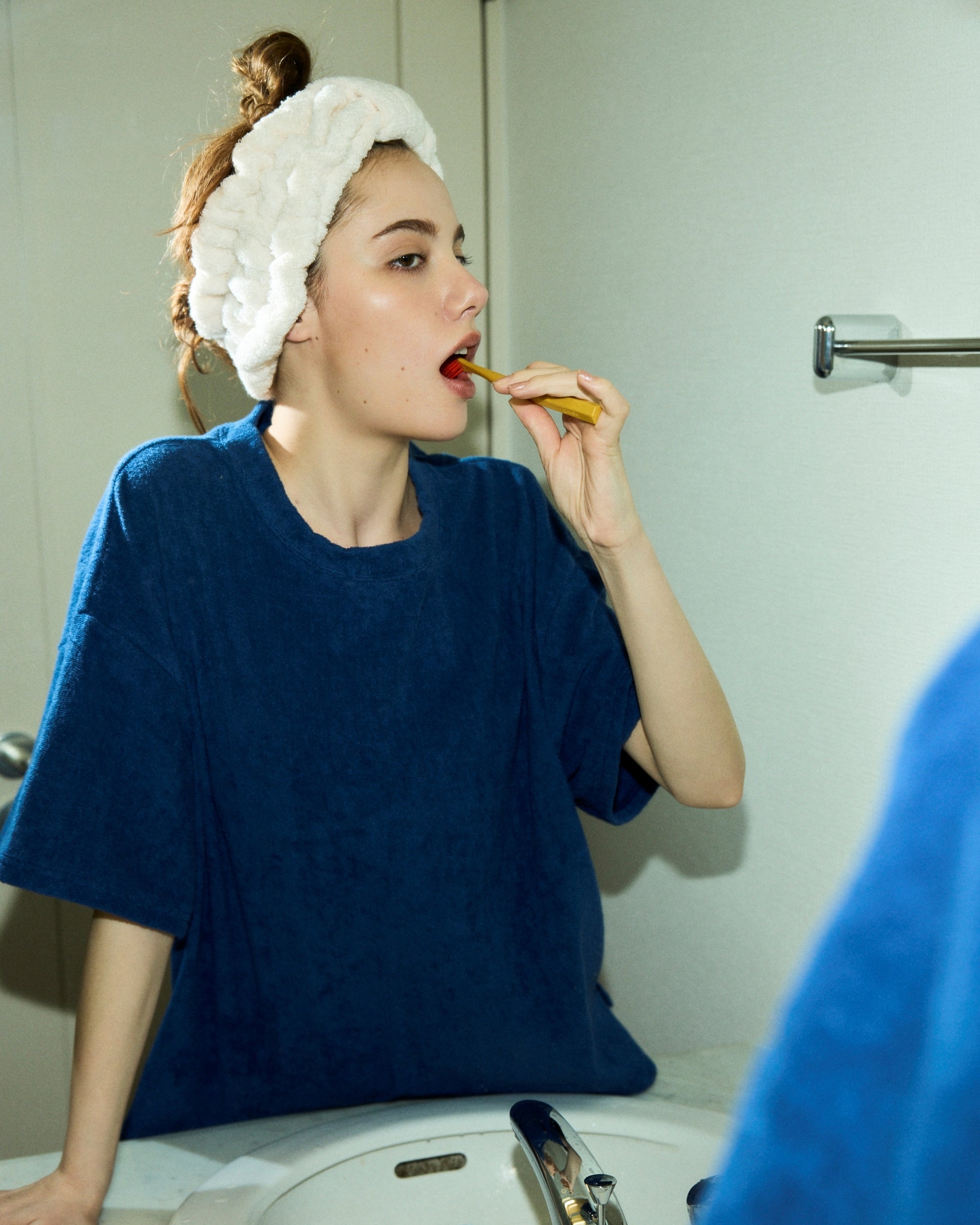 Imabari Towel Short-Sleeve Pullover Prussian Blue