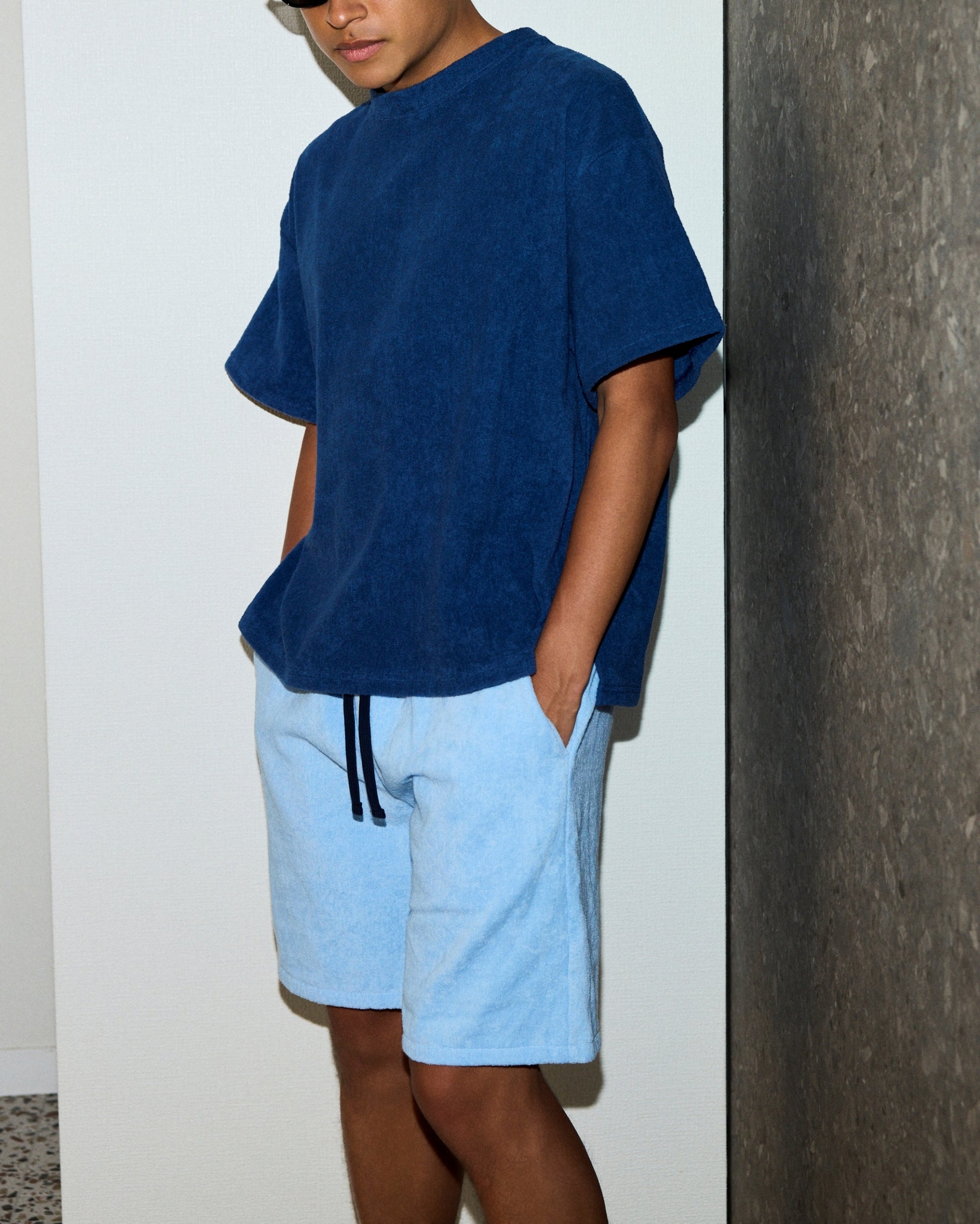 Imabari Towel Short-Sleeve Pullover Prussian Blue