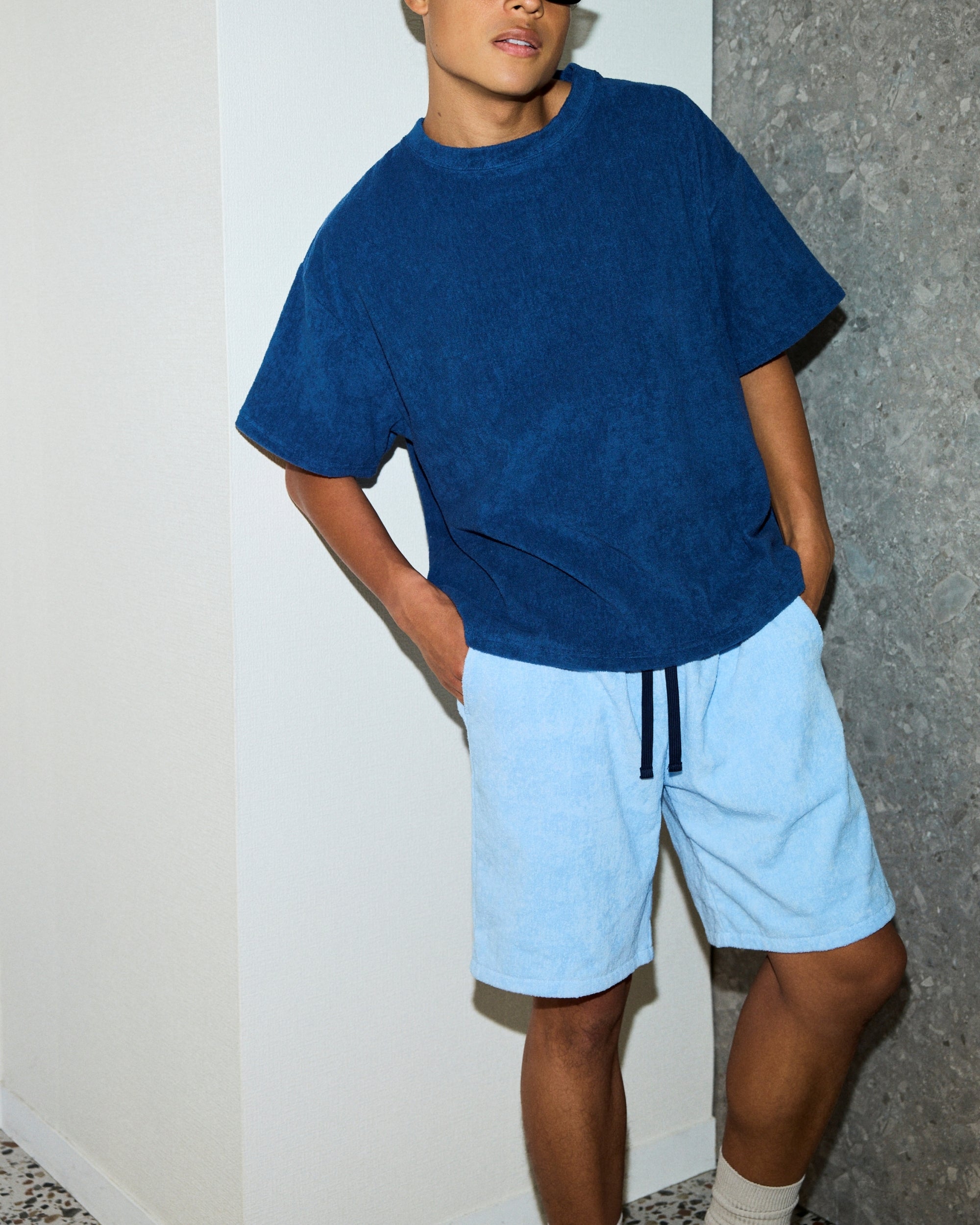 Imabari Towel Short-Sleeve Pullover Prussian Blue
