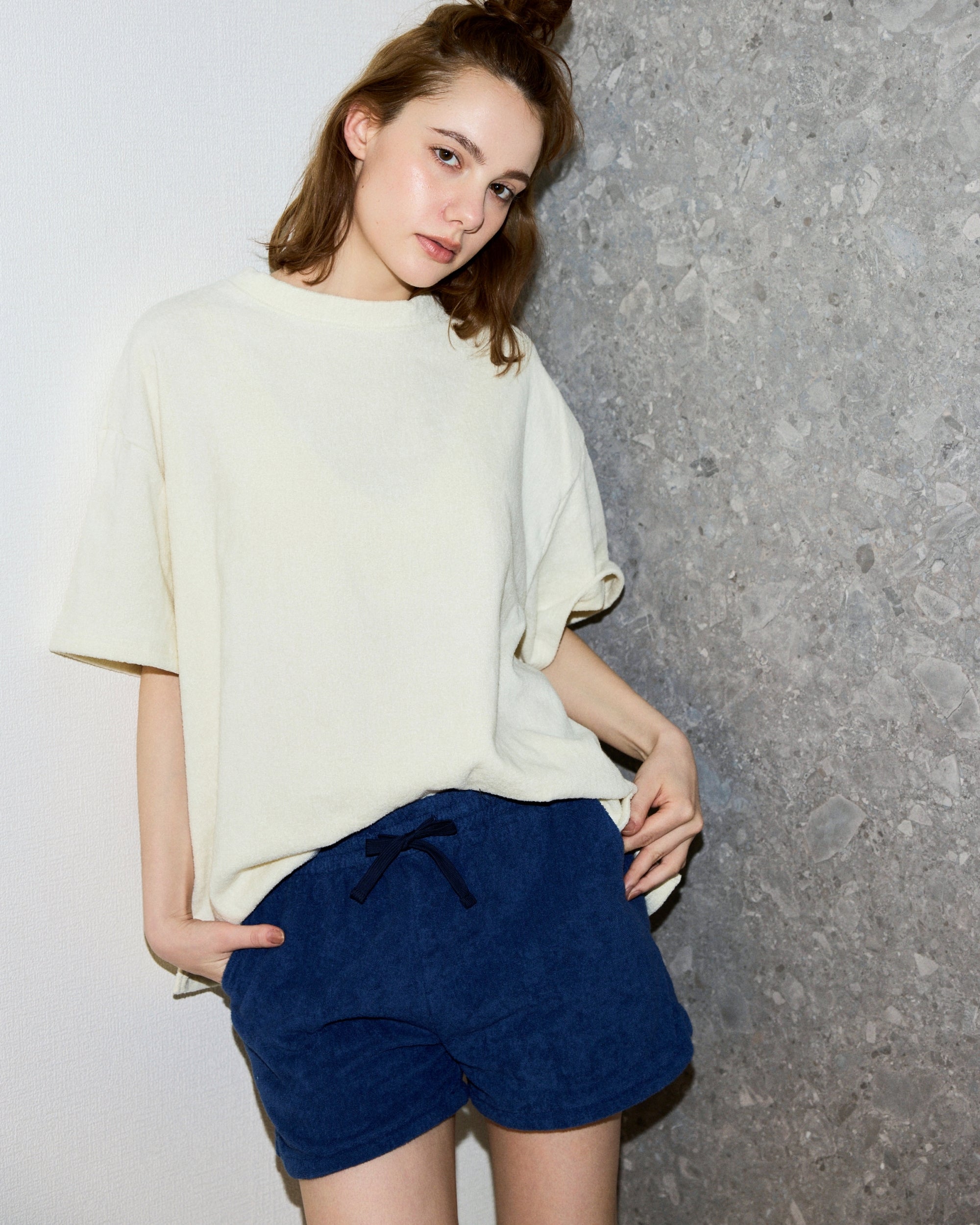Imabari Towel Short-Sleeve Pullover Pearl White