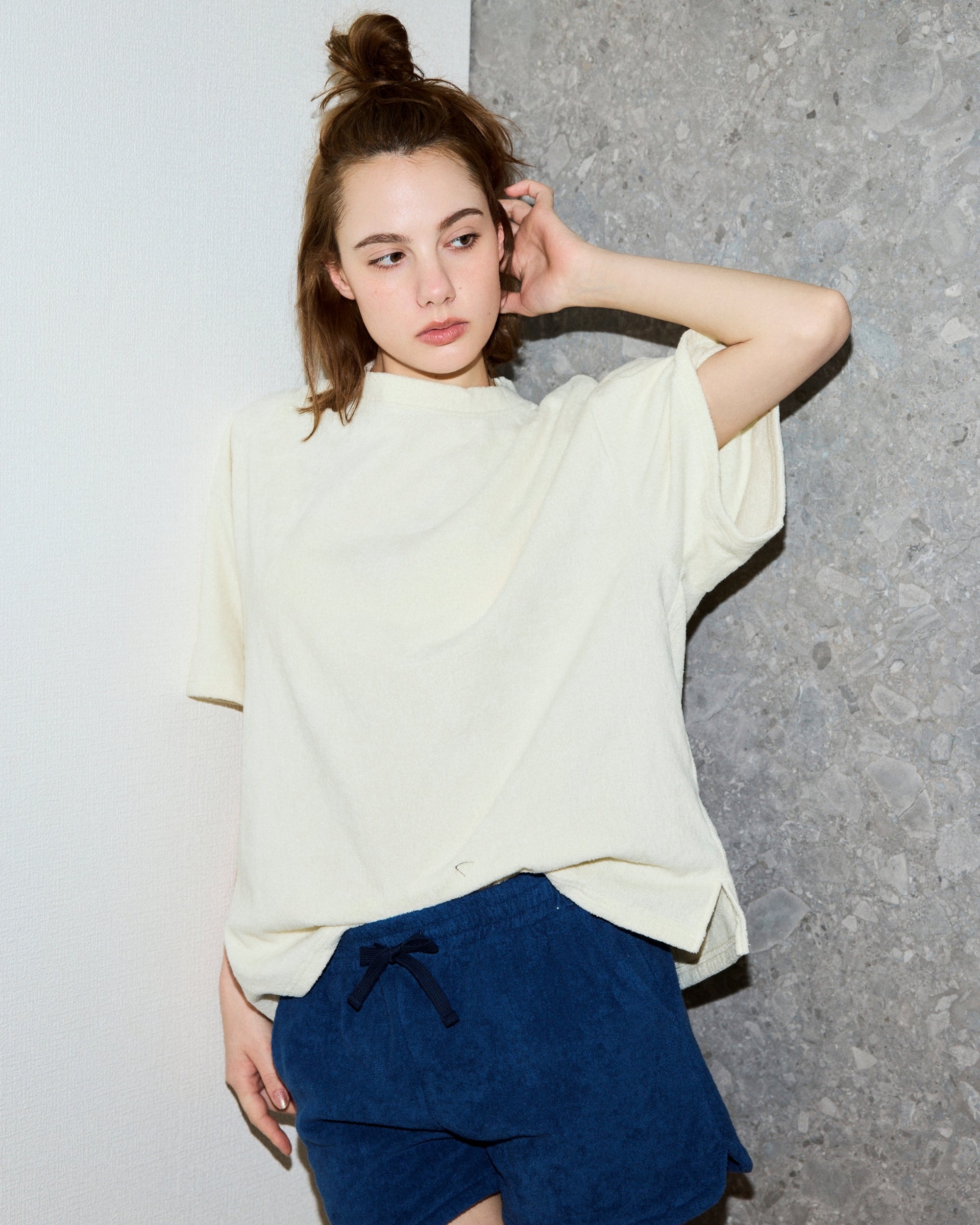 Imabari Towel Short-Sleeve Pullover Pearl White