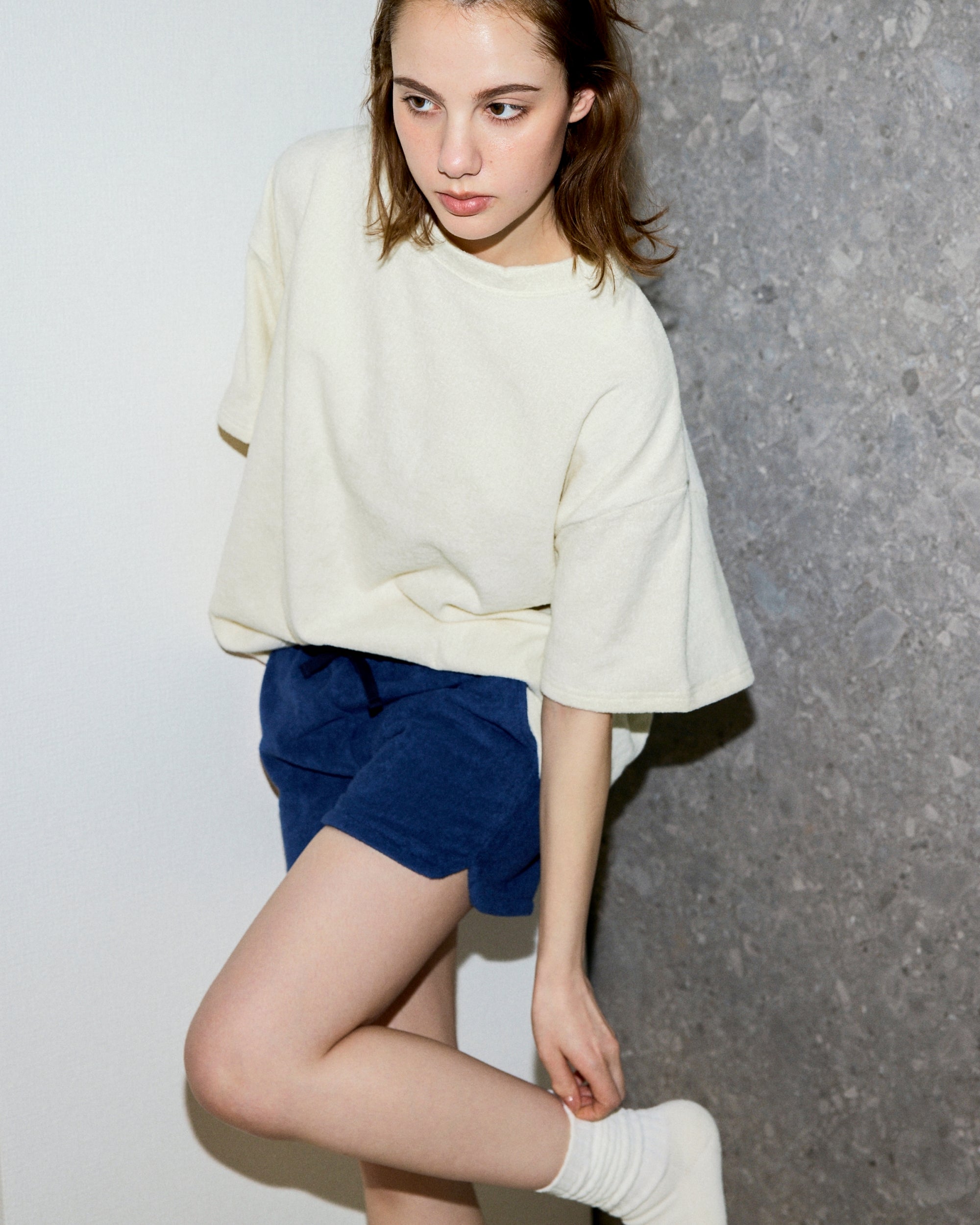 Imabari Towel Short-Sleeve Pullover Pearl White