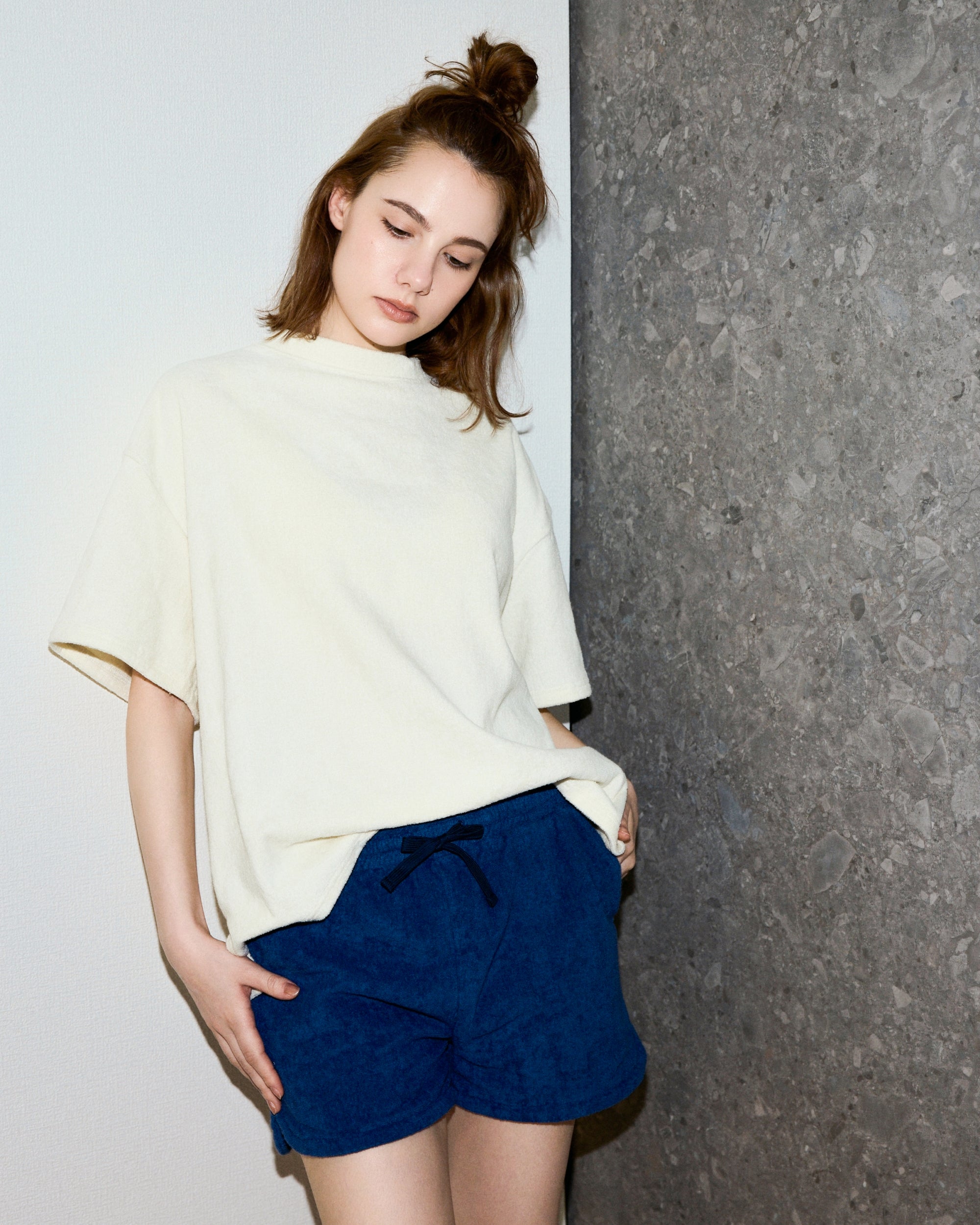 Imabari Towel Short-Sleeve Pullover Pearl White