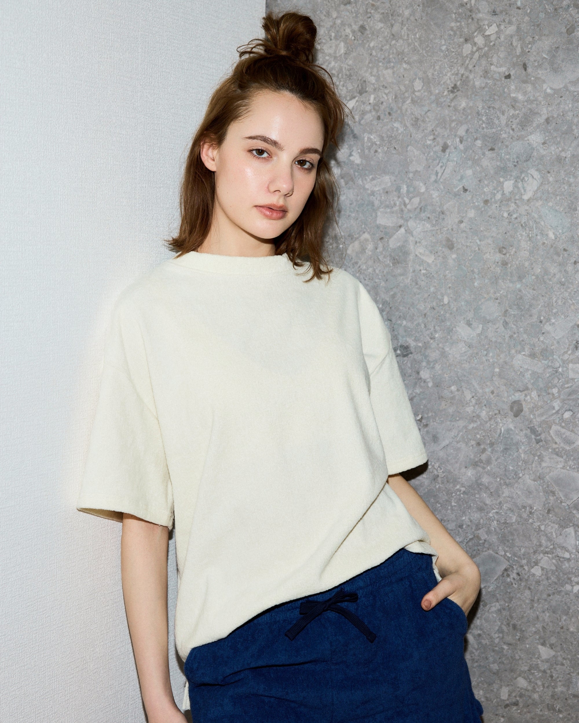 Imabari Towel Short-Sleeve Pullover Pearl White