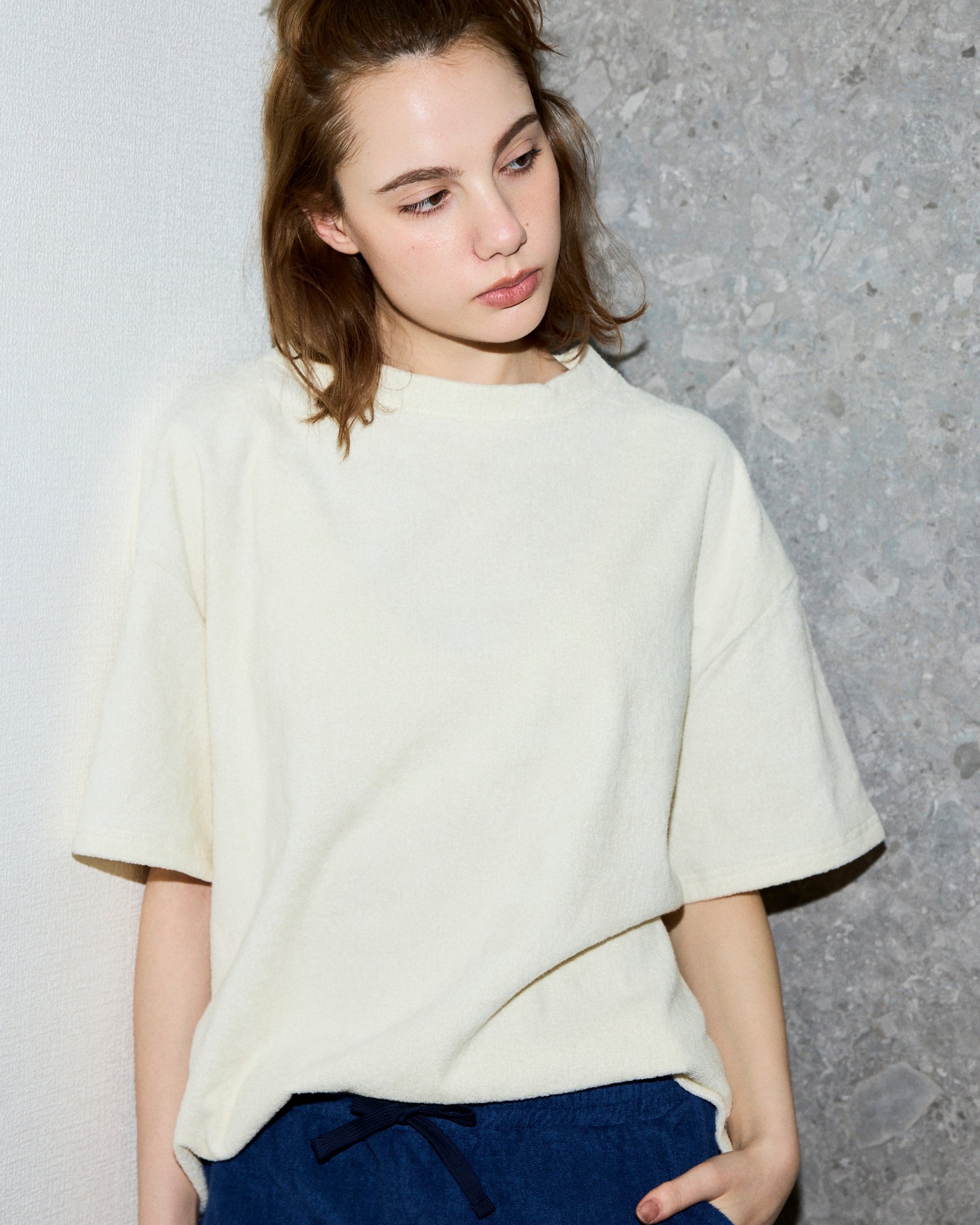 Imabari Towel Short-Sleeve Pullover Pearl White