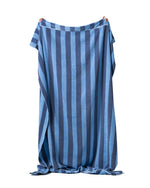 Imabari Towel Stripe Blanket Aqua Blue and Midnight Blue Stripes