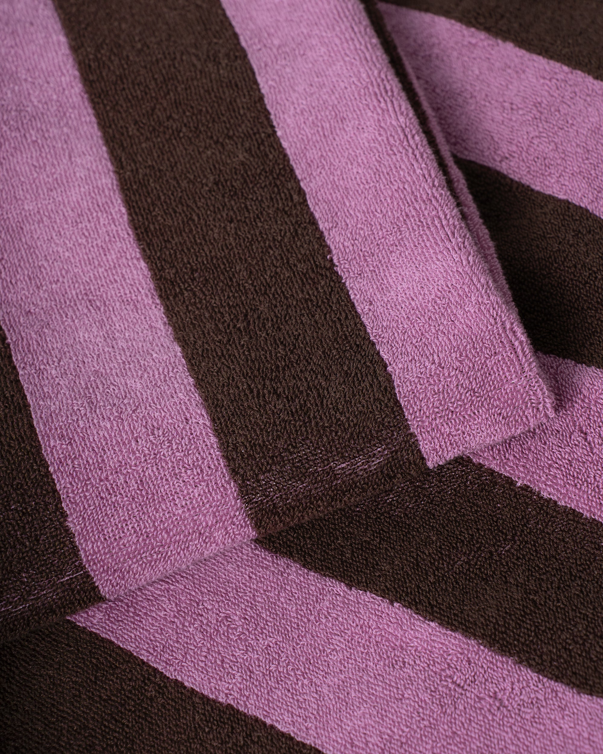 Imabari Towel Stripe Blanket Orchid Pink and Coffee Brown Stripes