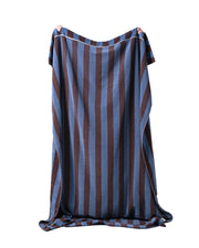 Imabari Towel Stripe Blanket Coffee Brown and Midnight Blue Stripes