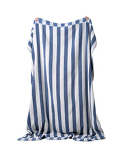 Imabari Towel Stripe Blanket Midnight Blue and Pearl White Stripes