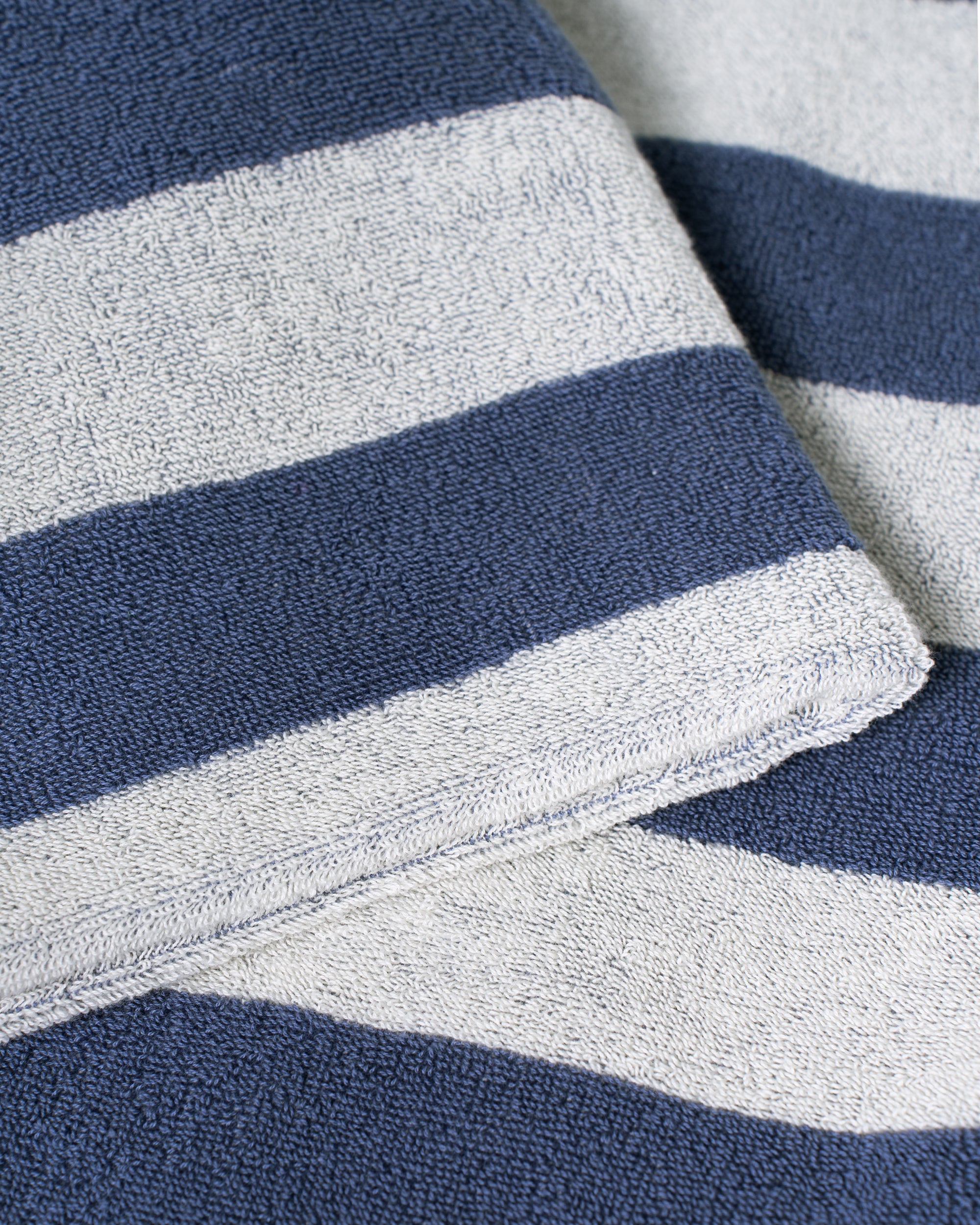 Imabari Towel Stripe Blanket Midnight Blue and Pearl White Stripes
