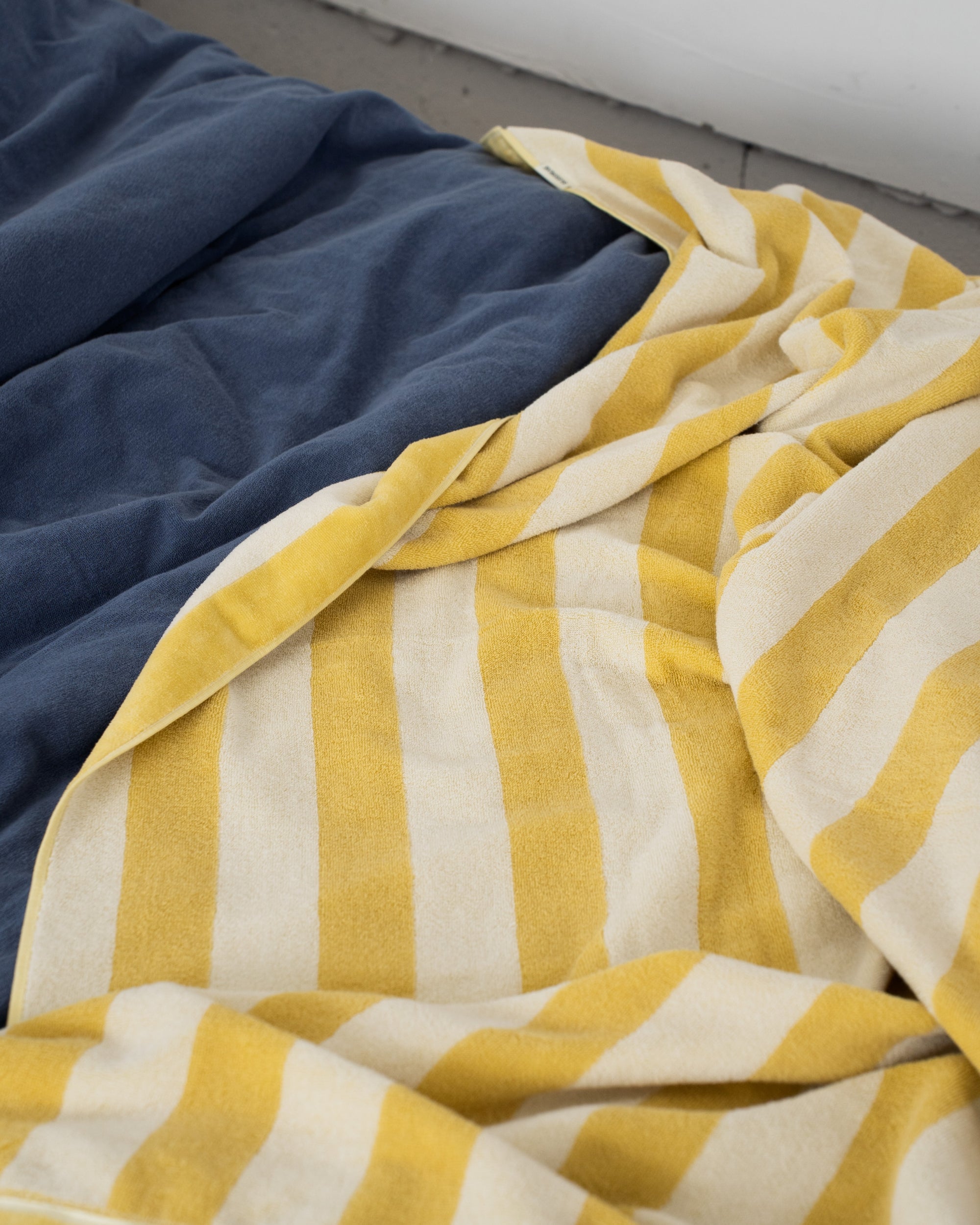 Imabari Towel Stripe Blanket Honey Yellow and Pearl White Stripes