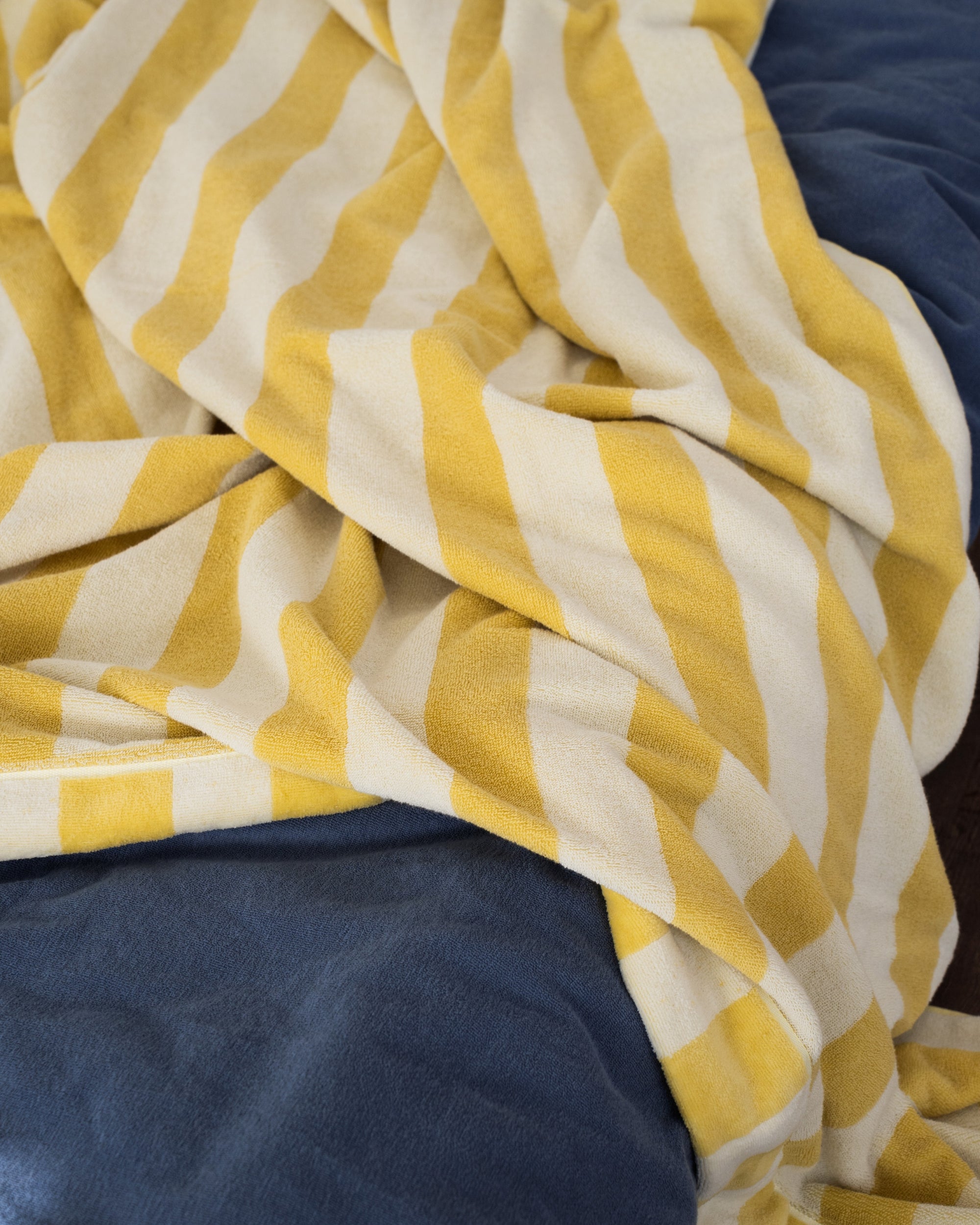 Imabari Towel Stripe Blanket Honey Yellow and Pearl White Stripes